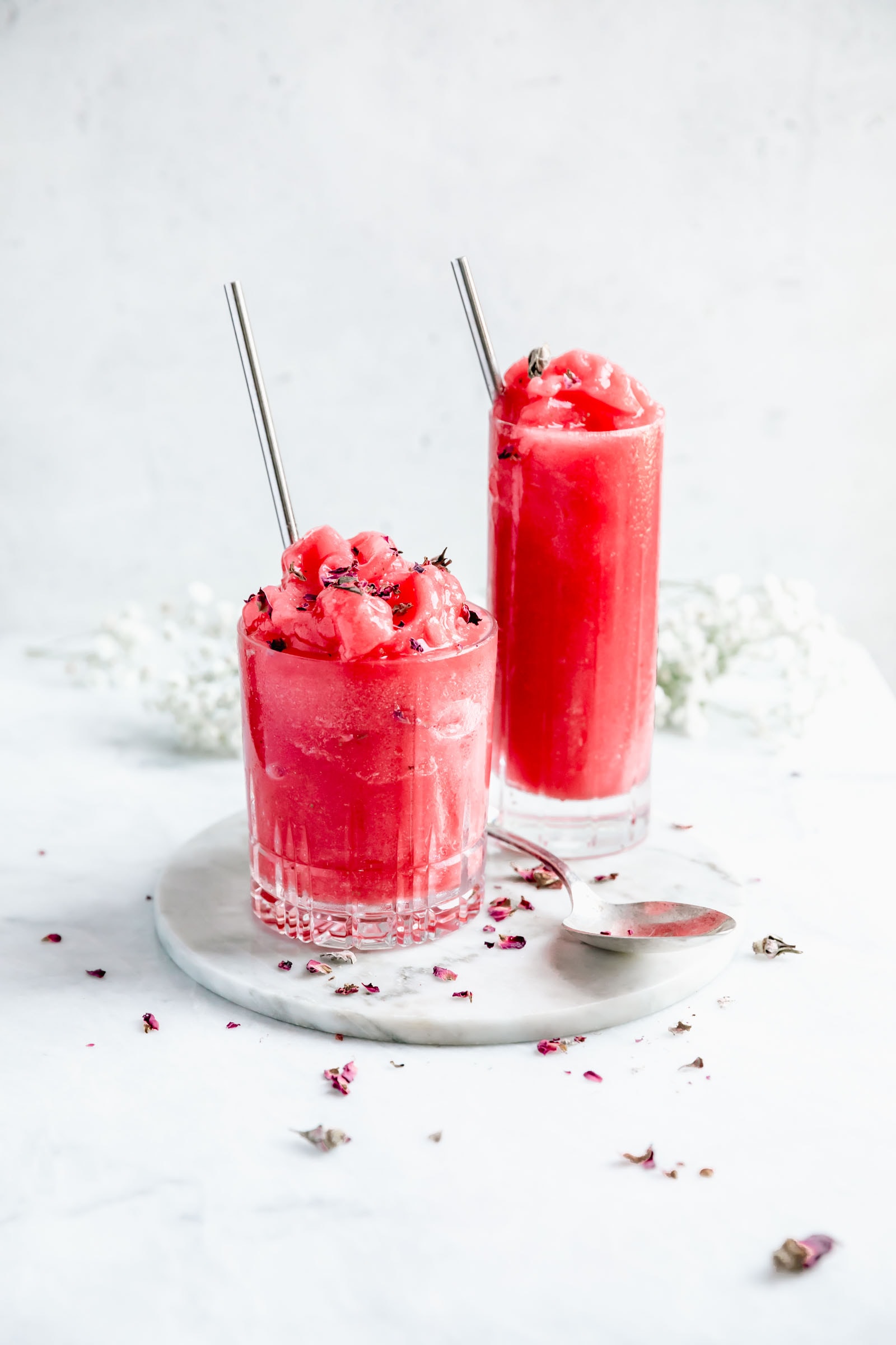 Frozen rosé aka frosé AKA your new favorite summer cocktail. Blend this recipe up with just two ingredients for a refreshing and easy drink!
