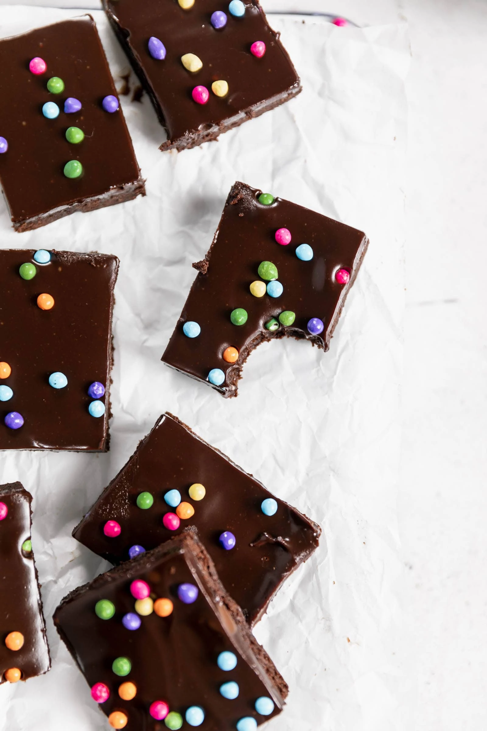 copycat cosmic brownies with a bite taken out