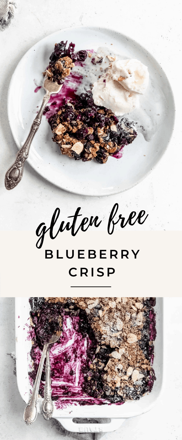 This gluten free blueberry crisp is vegan, refined sugar free and simply delicious. Serve with a scoop of coconut ice cream and call it a day :)
