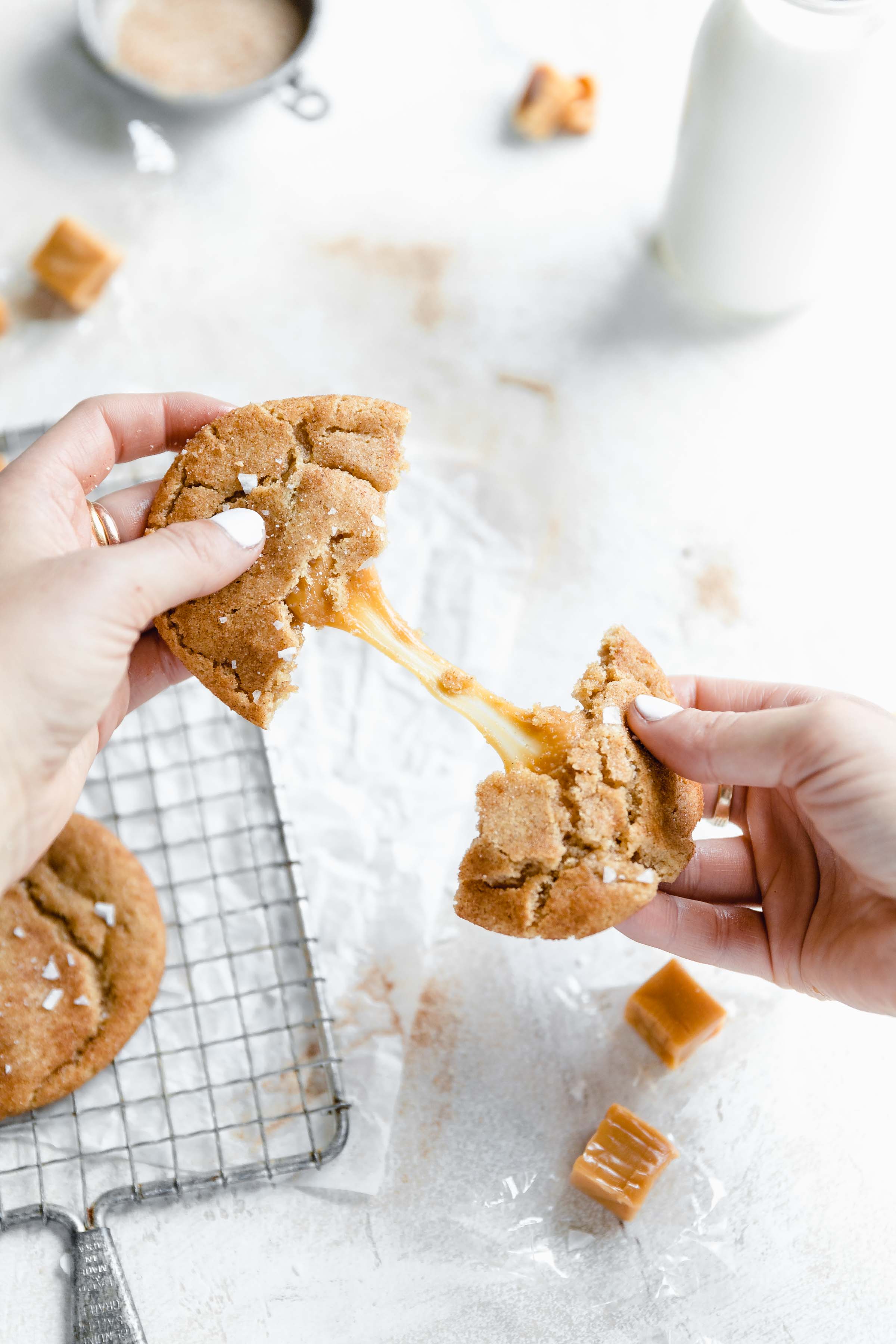 These sinfully delicious caramel stuffed snickerdoodles are our new favorite cookie