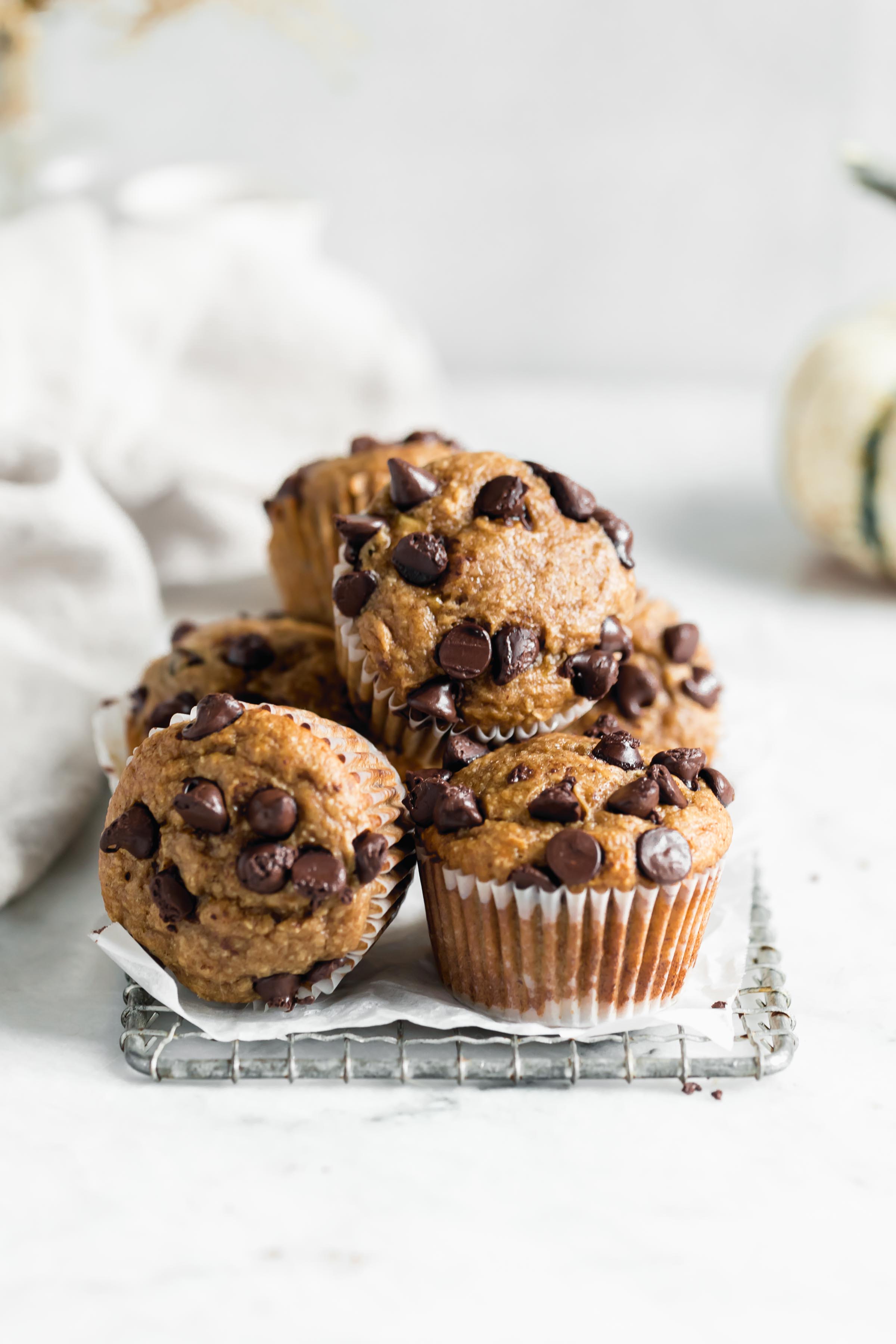 Healthy peanut butter banana muffins with chocolate chips are our new favorite healthier breakfast. And they're about to be yours too :)