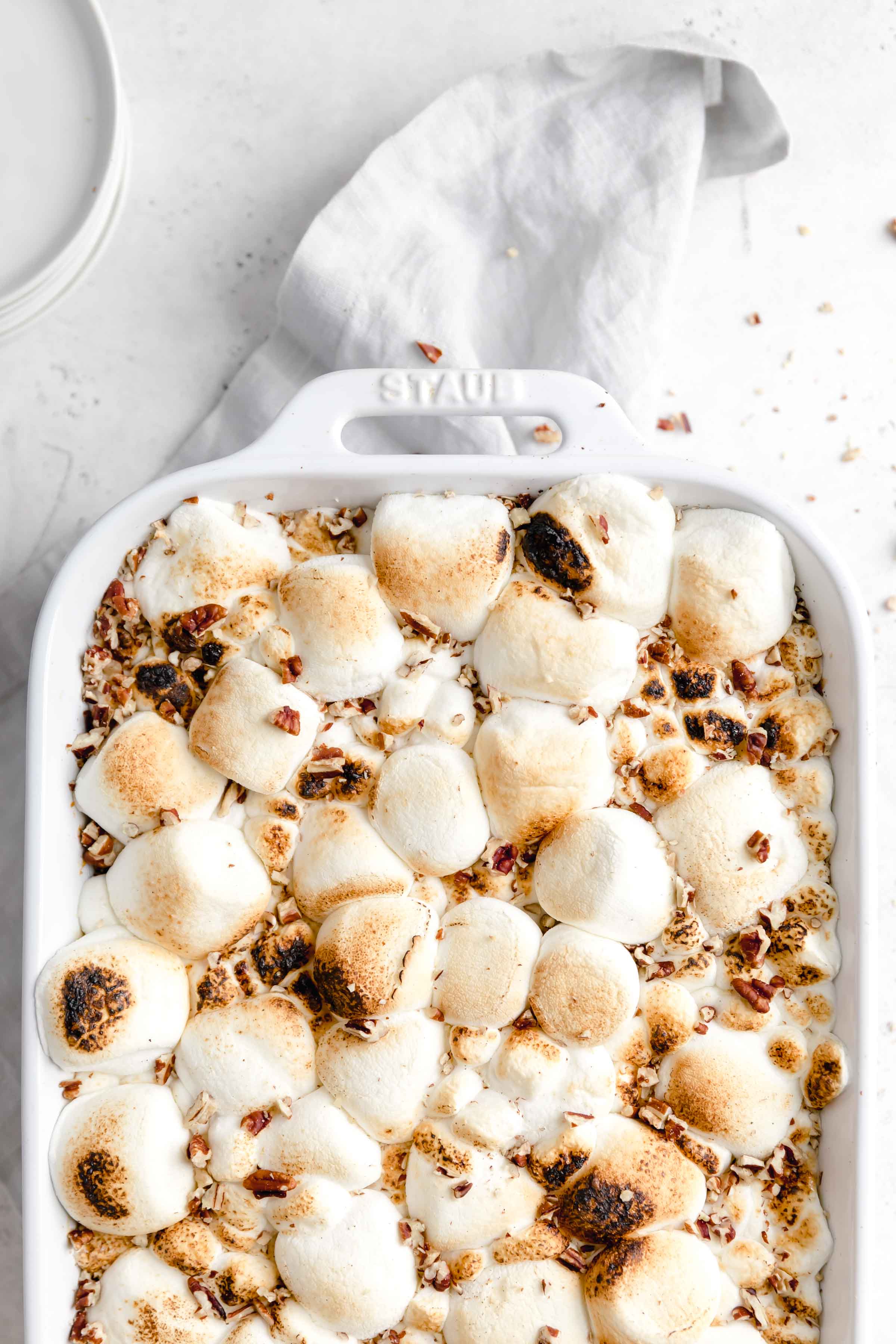 This loaded sweet potato casserole topped with a butter crumb topping AND marshmallows for the ultimate thanksgiving side dish!