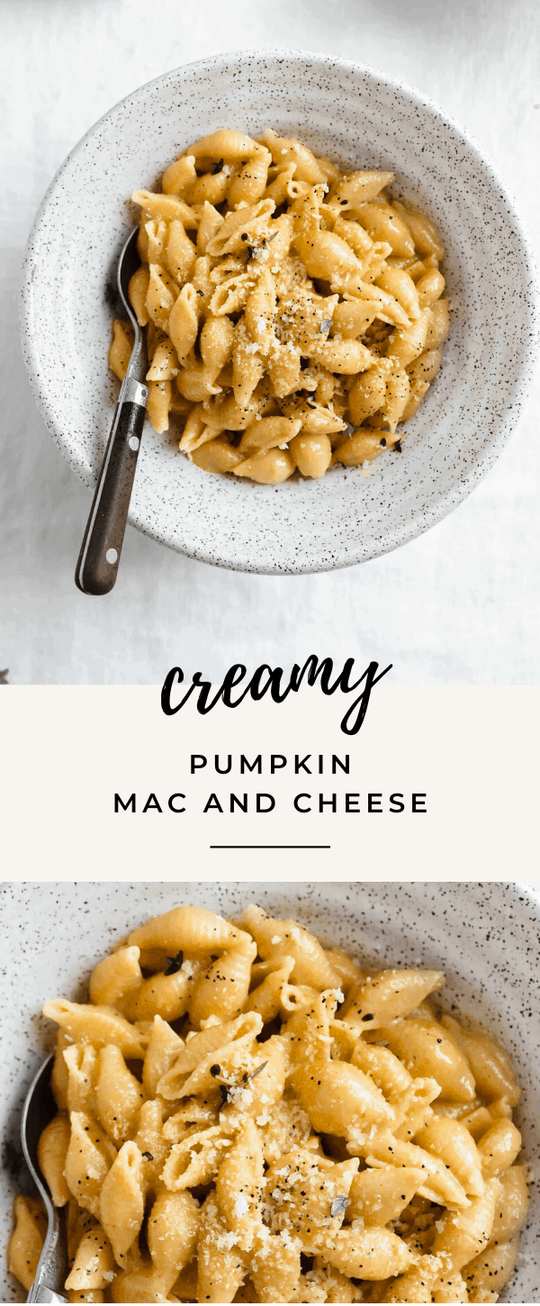 Time to get cozy! Snuggle up with a big bowl of this healthyish homemade pumpkin mac and cheese. Made with gruyere, cheddar, pumpkin and a hint of nutmeg!