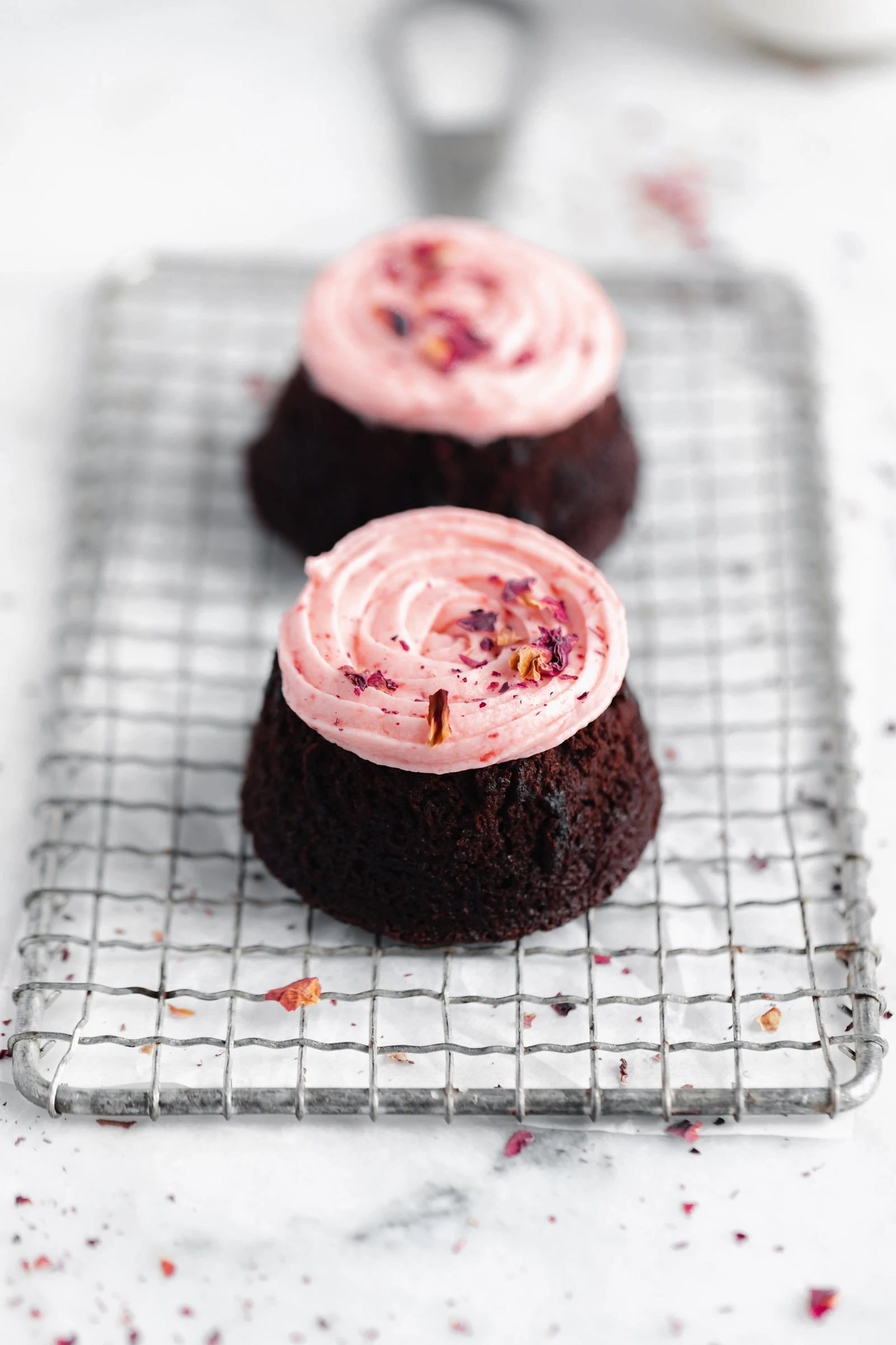 gluten free mini chocolate cake for two with strawberry buttercream