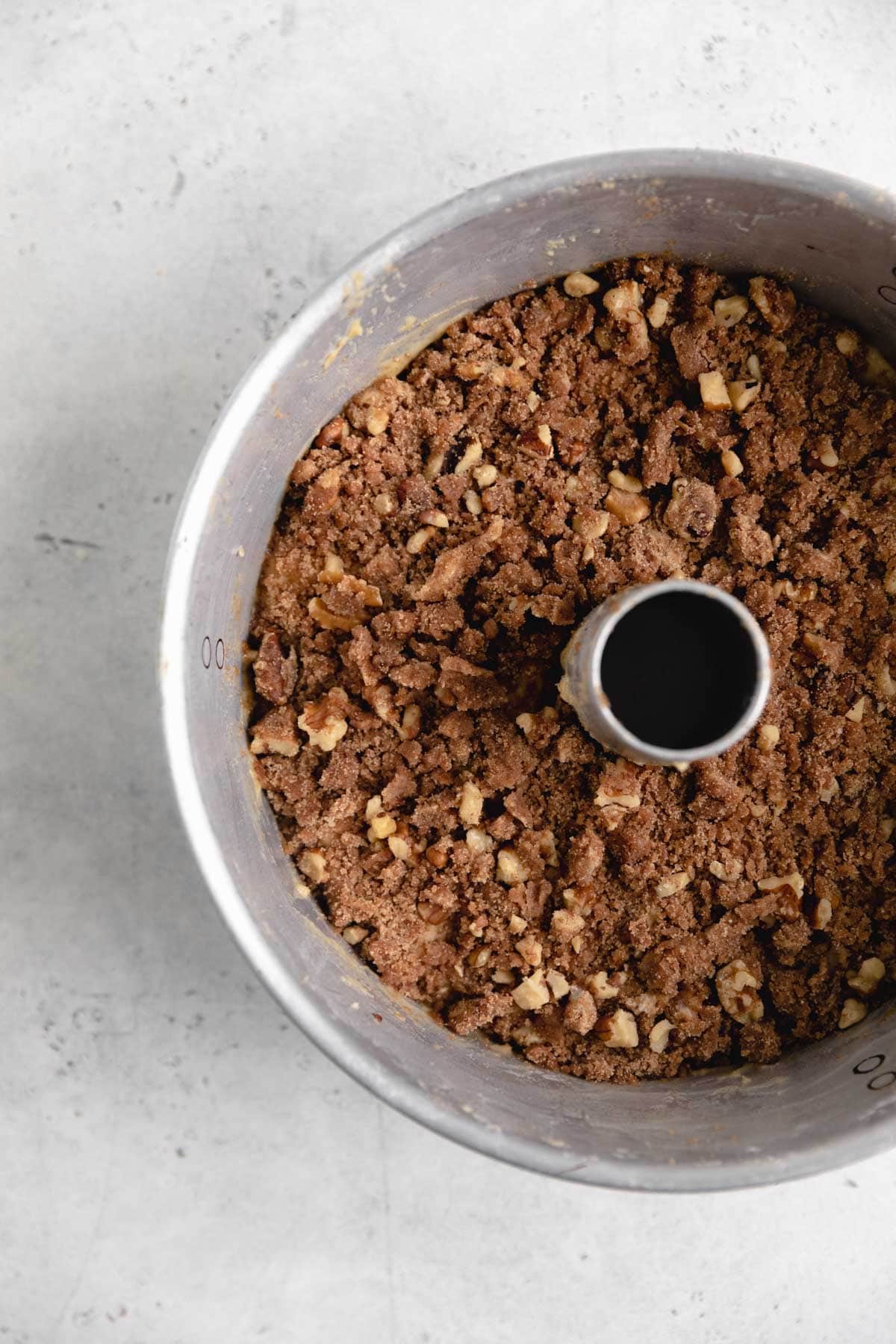 unbaked coffee cake with streusel topping