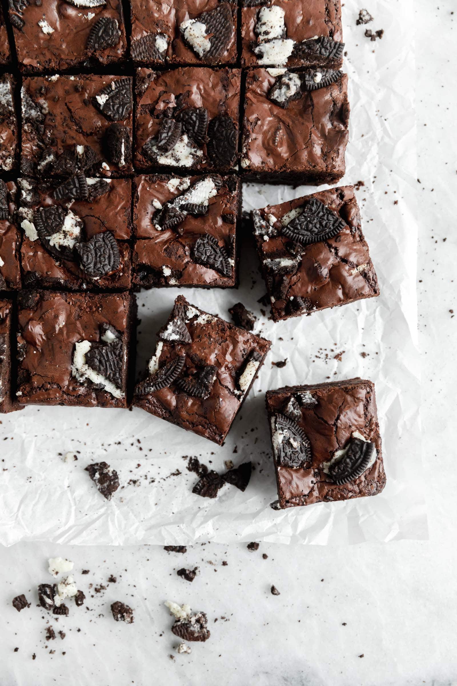 oreo brownies cut into square