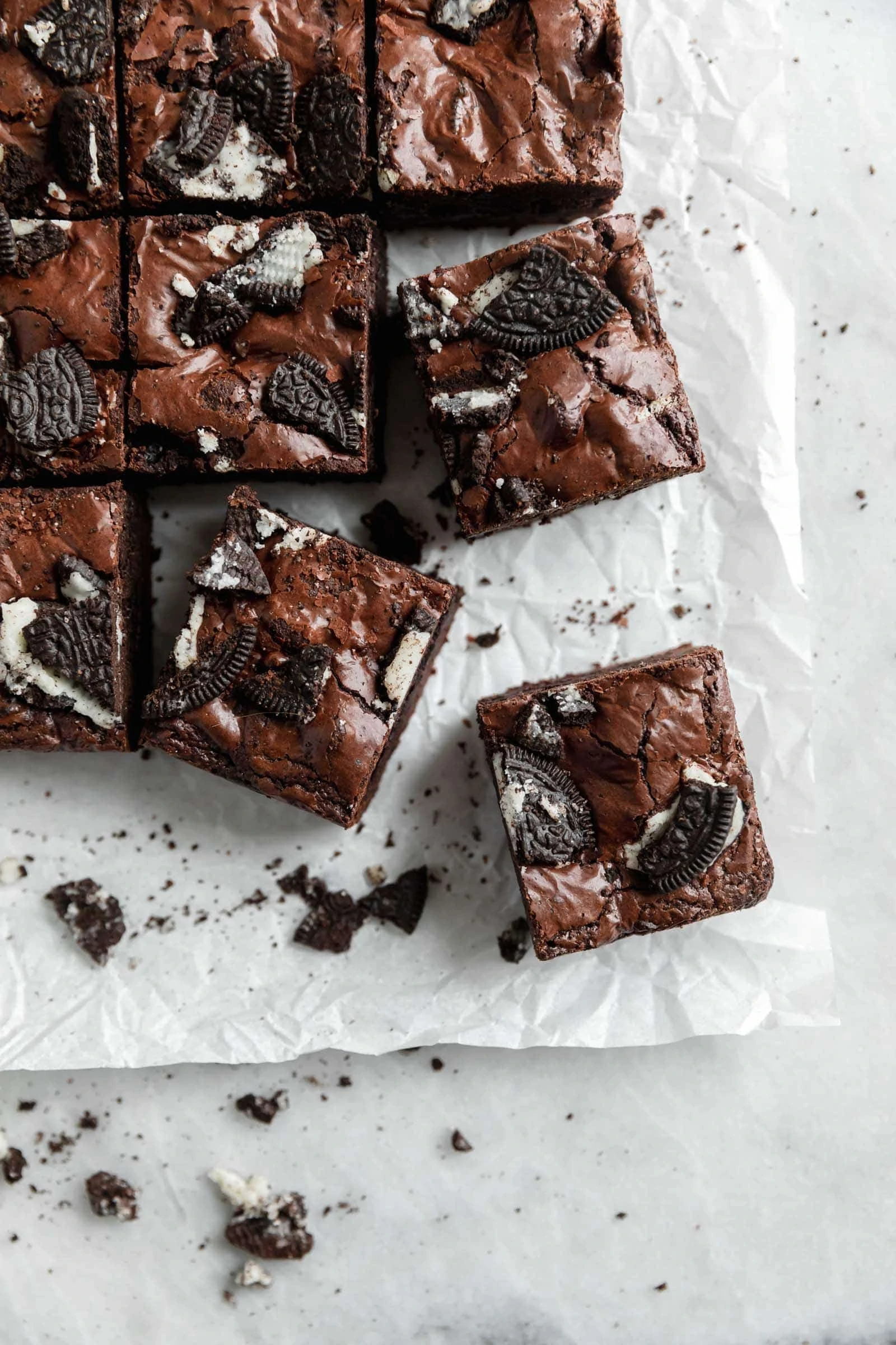 fudgy brownies with oreo pieces