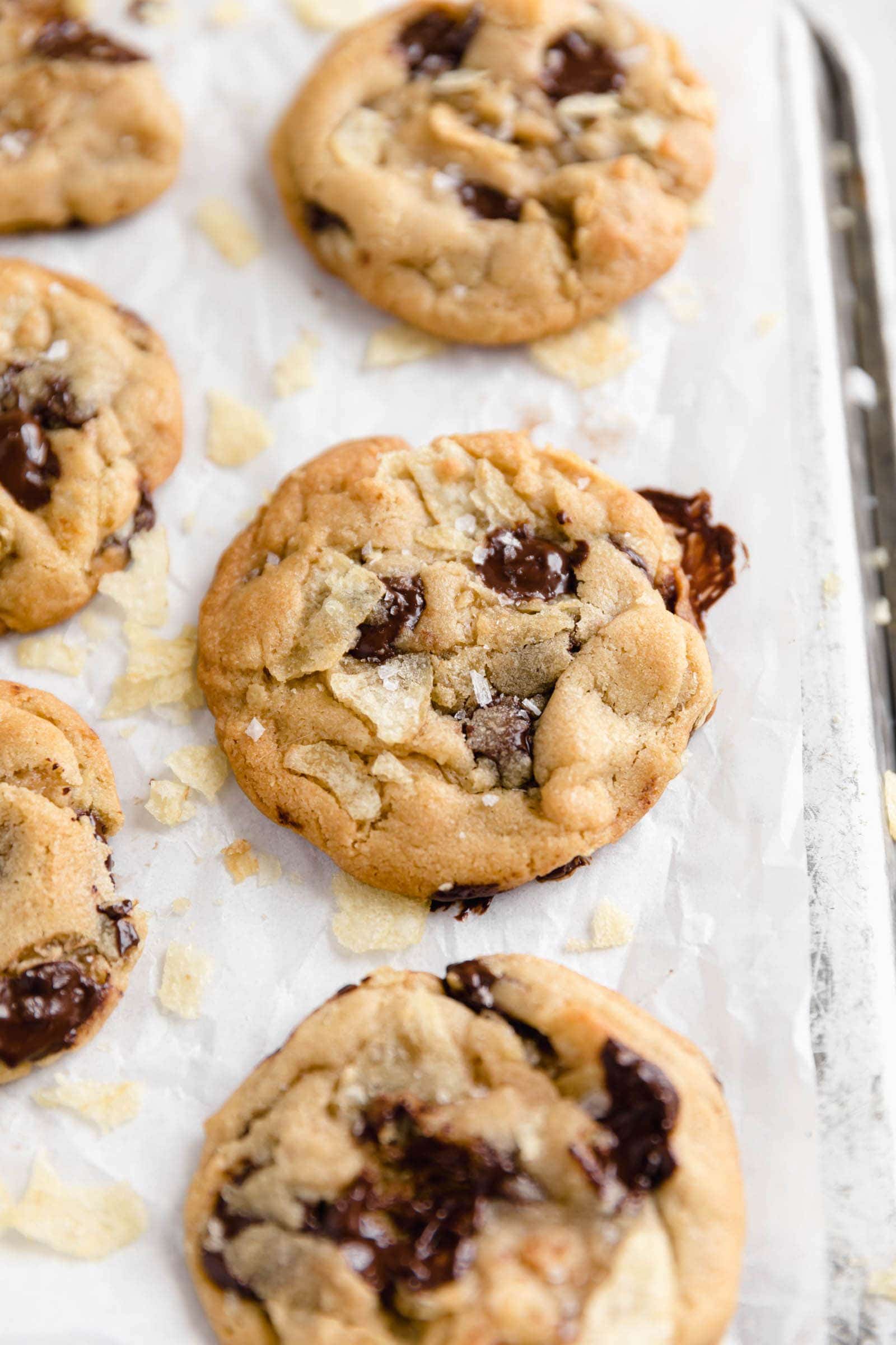 potato chip chocolate cookies loaded with chocolate and chips