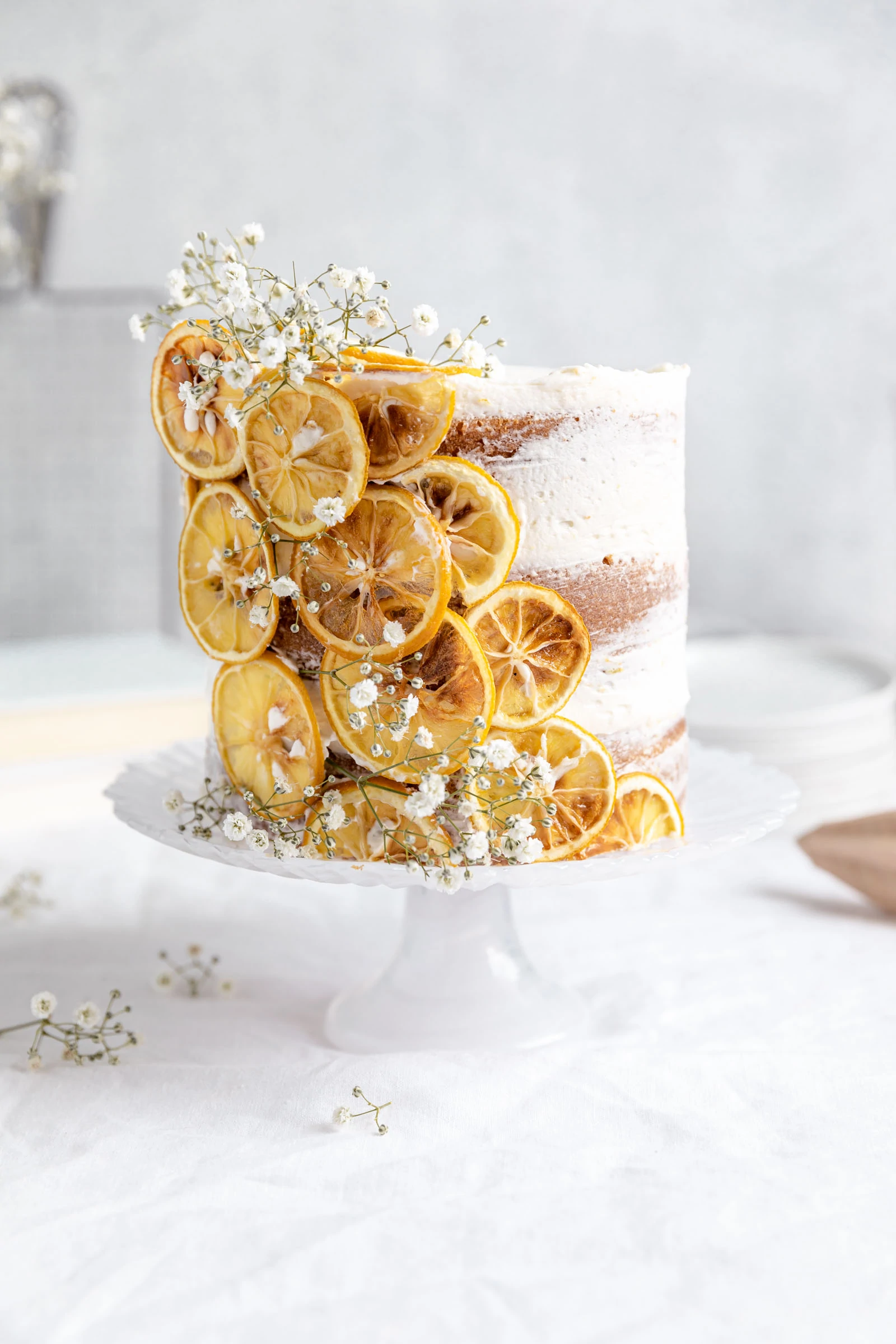 lemon layer cake with lemon garnish