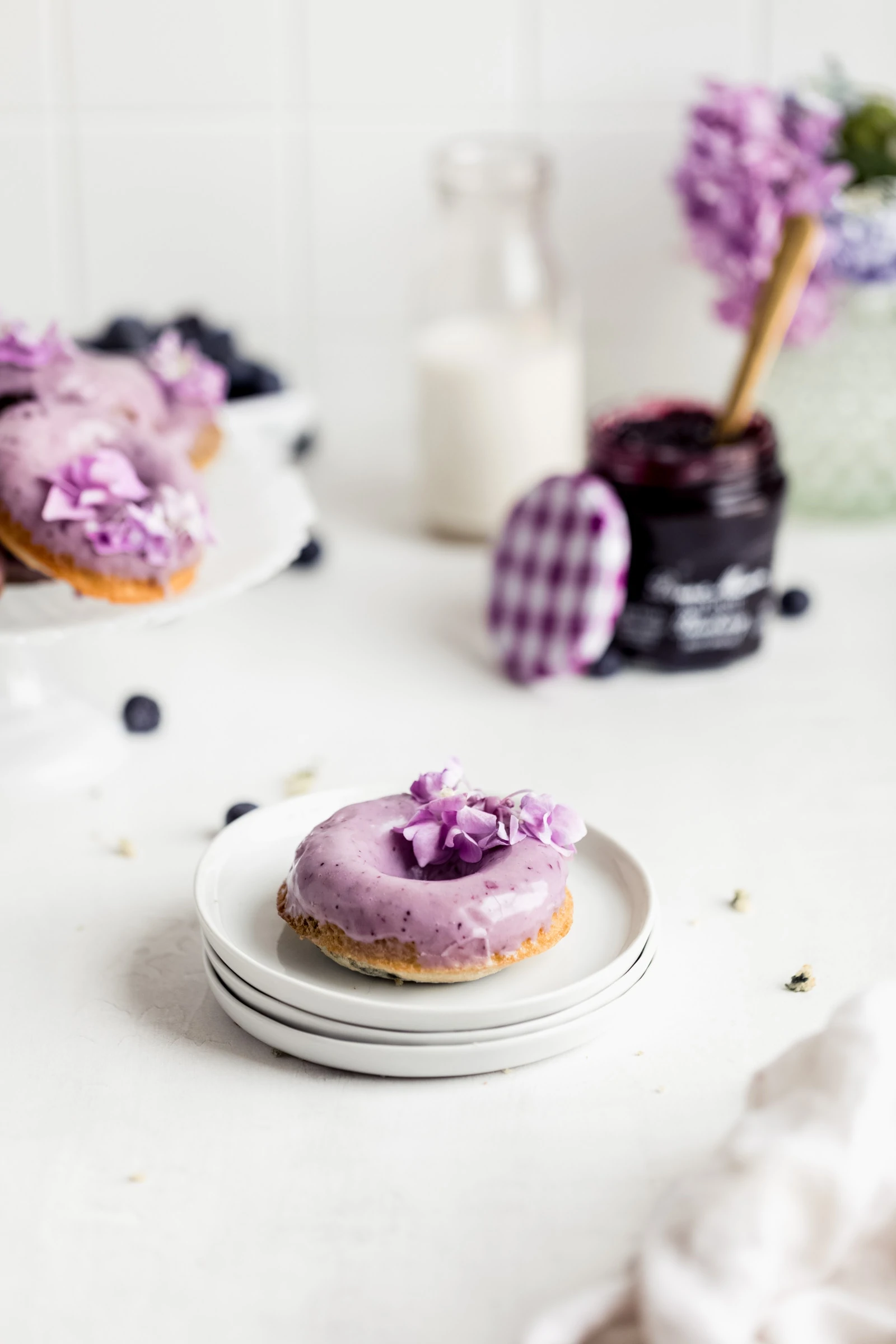 baked blueberry donut on a plate