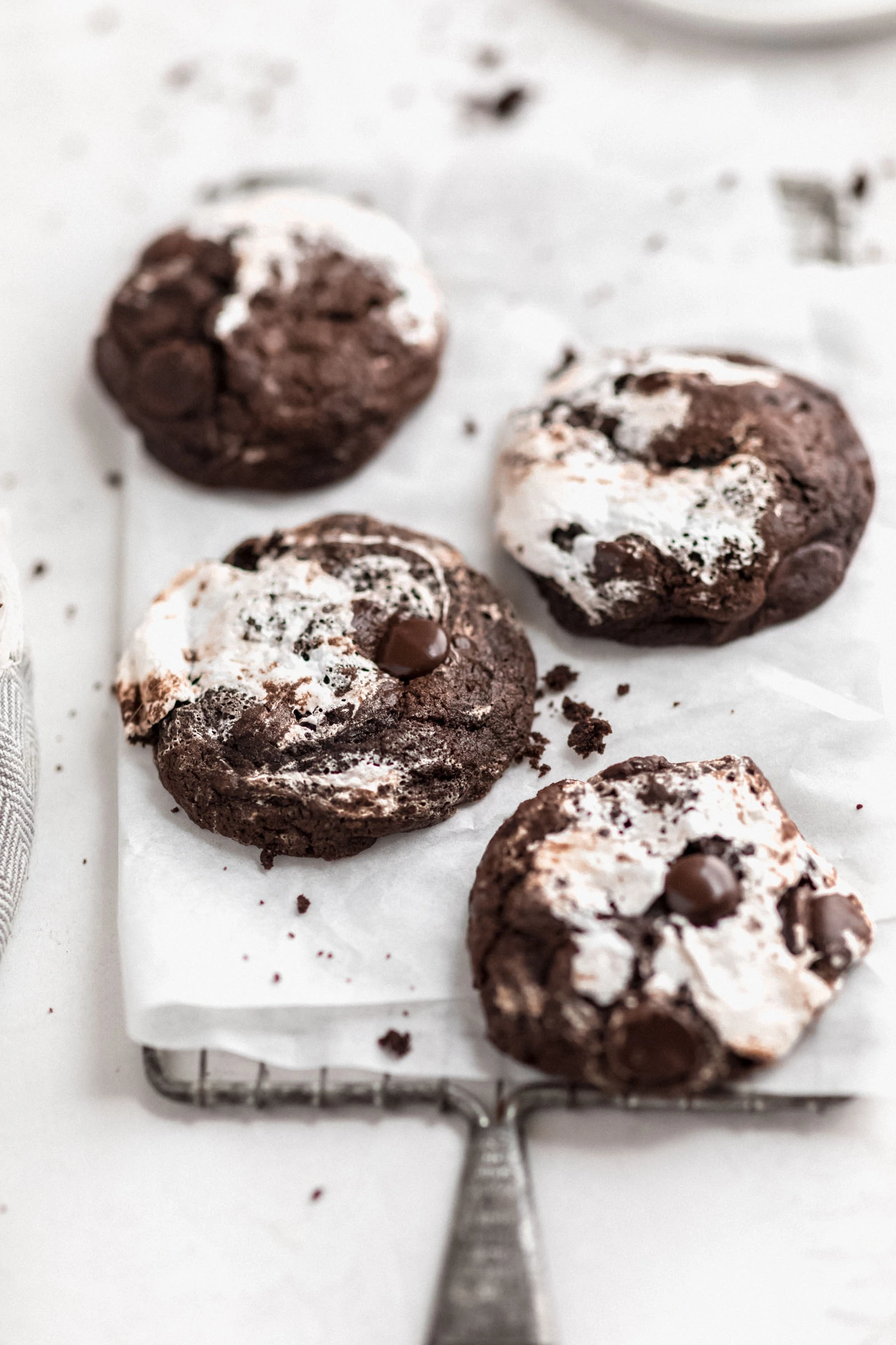 double chocolate cookies with marshmallow fluff