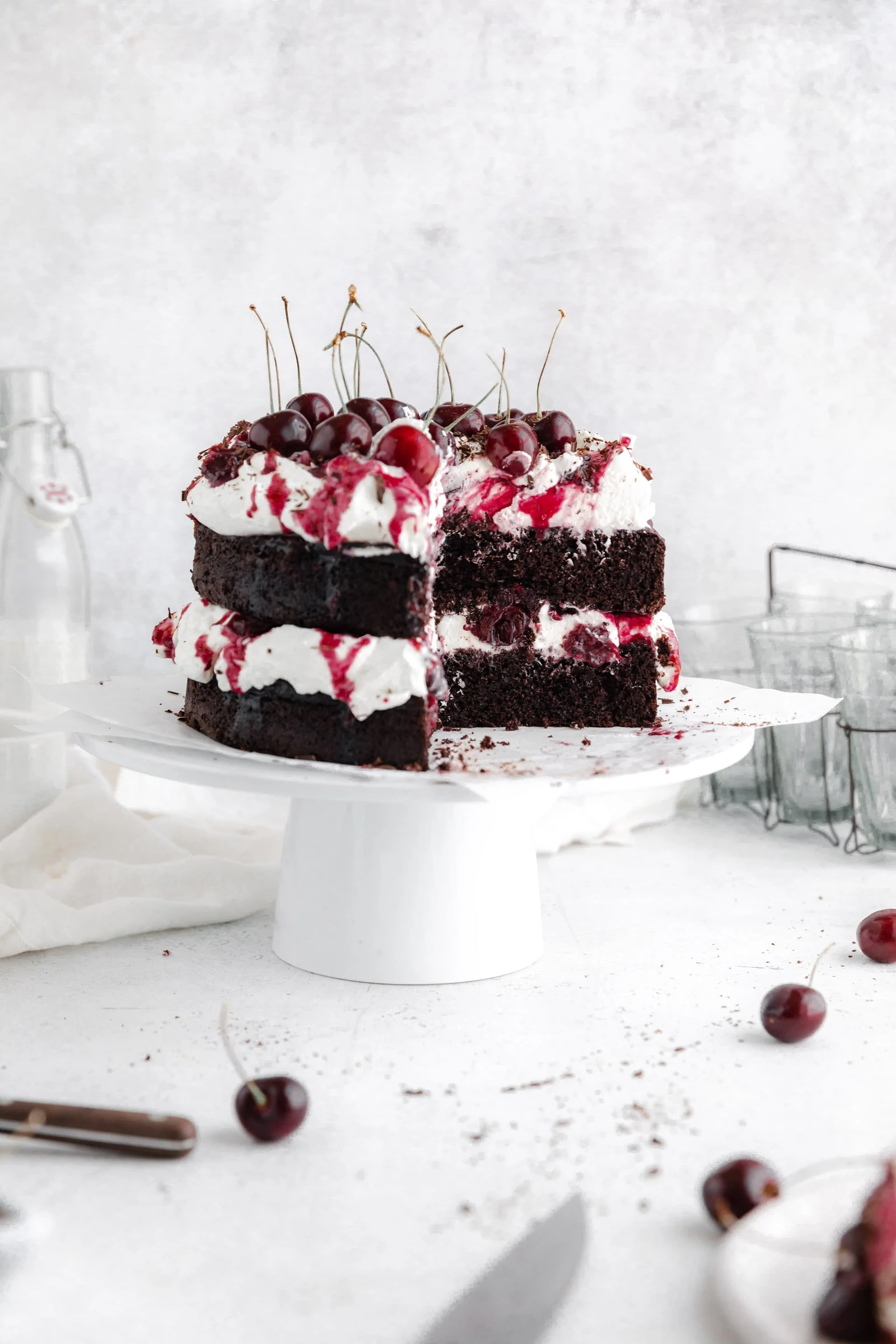 black forest cake with cross section