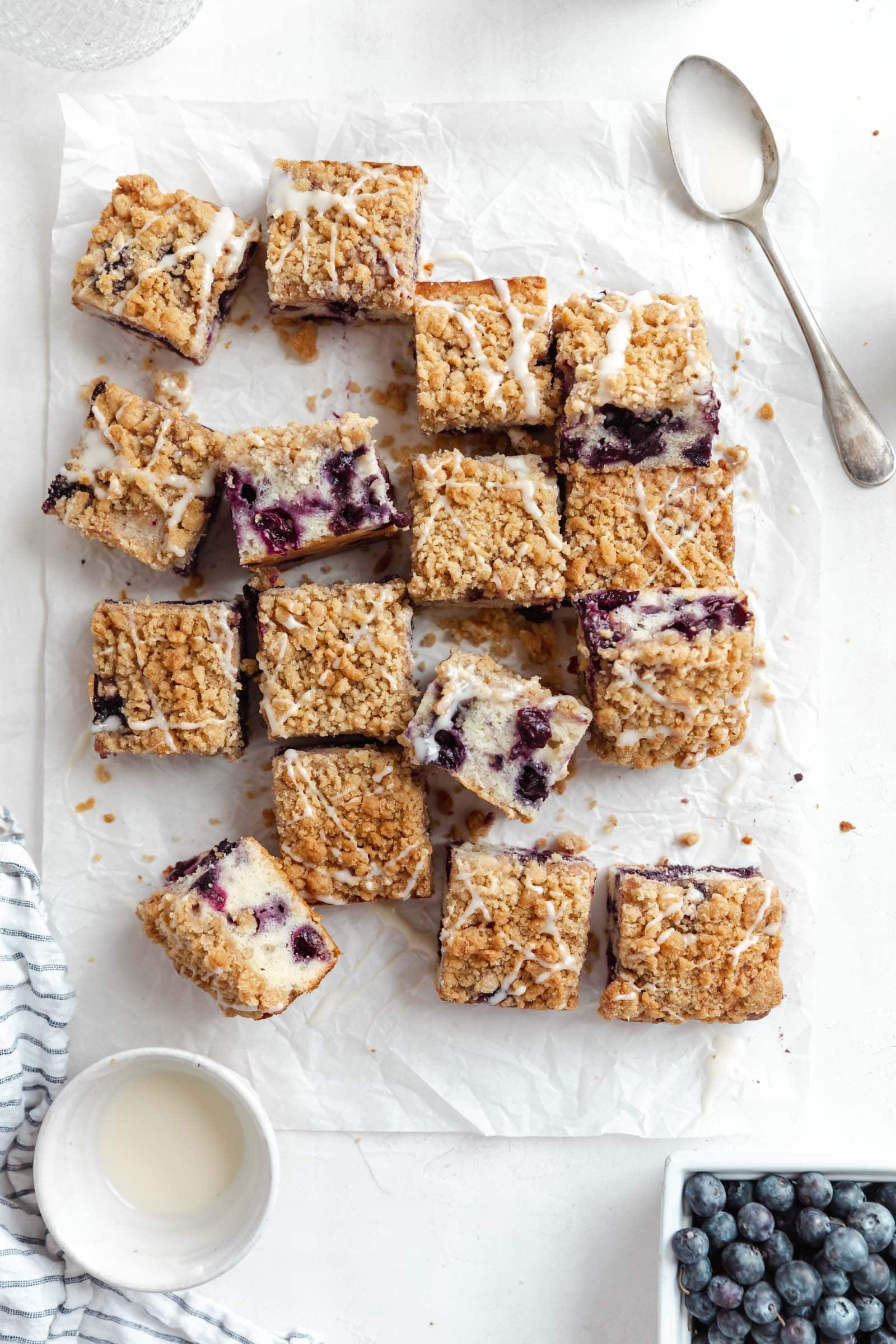 blueberry buckle cut into squares