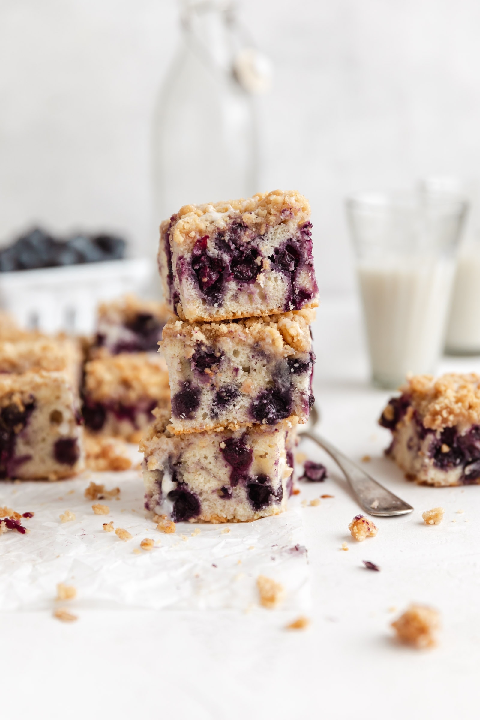 blueberry buckle in stack