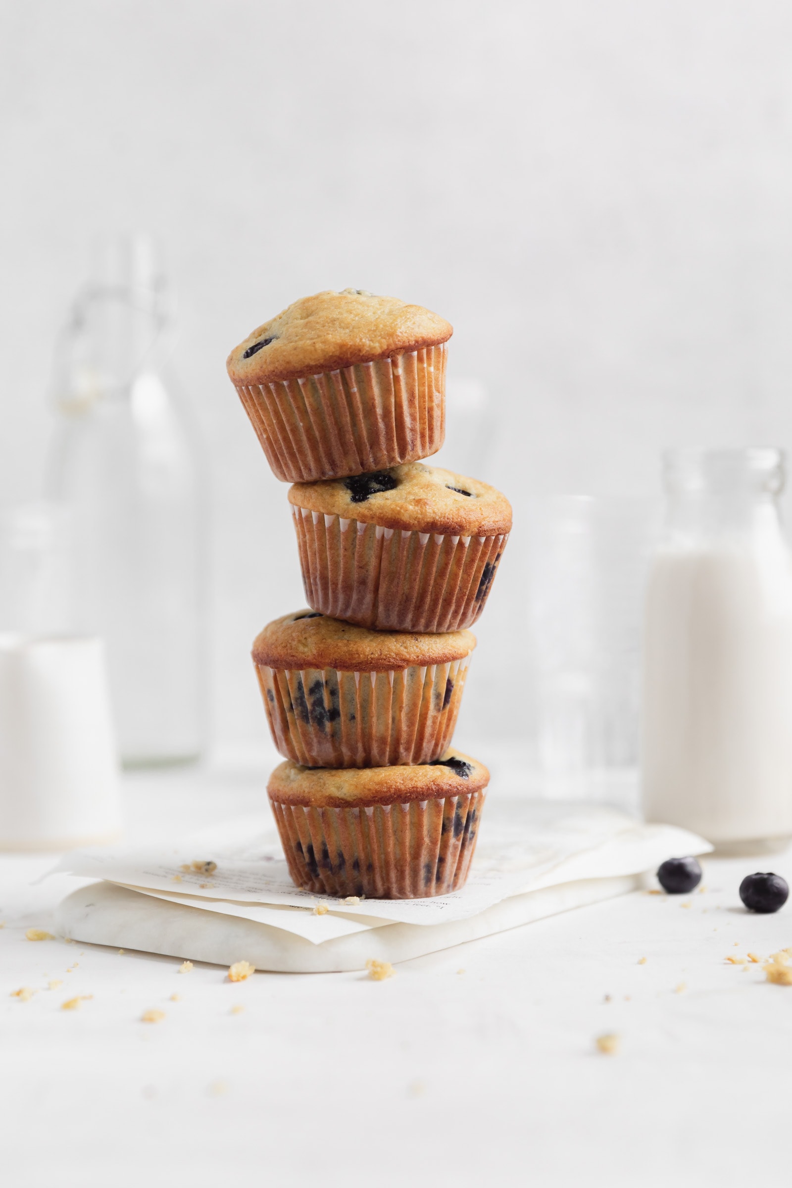 stack of blueberry cornbread muffins