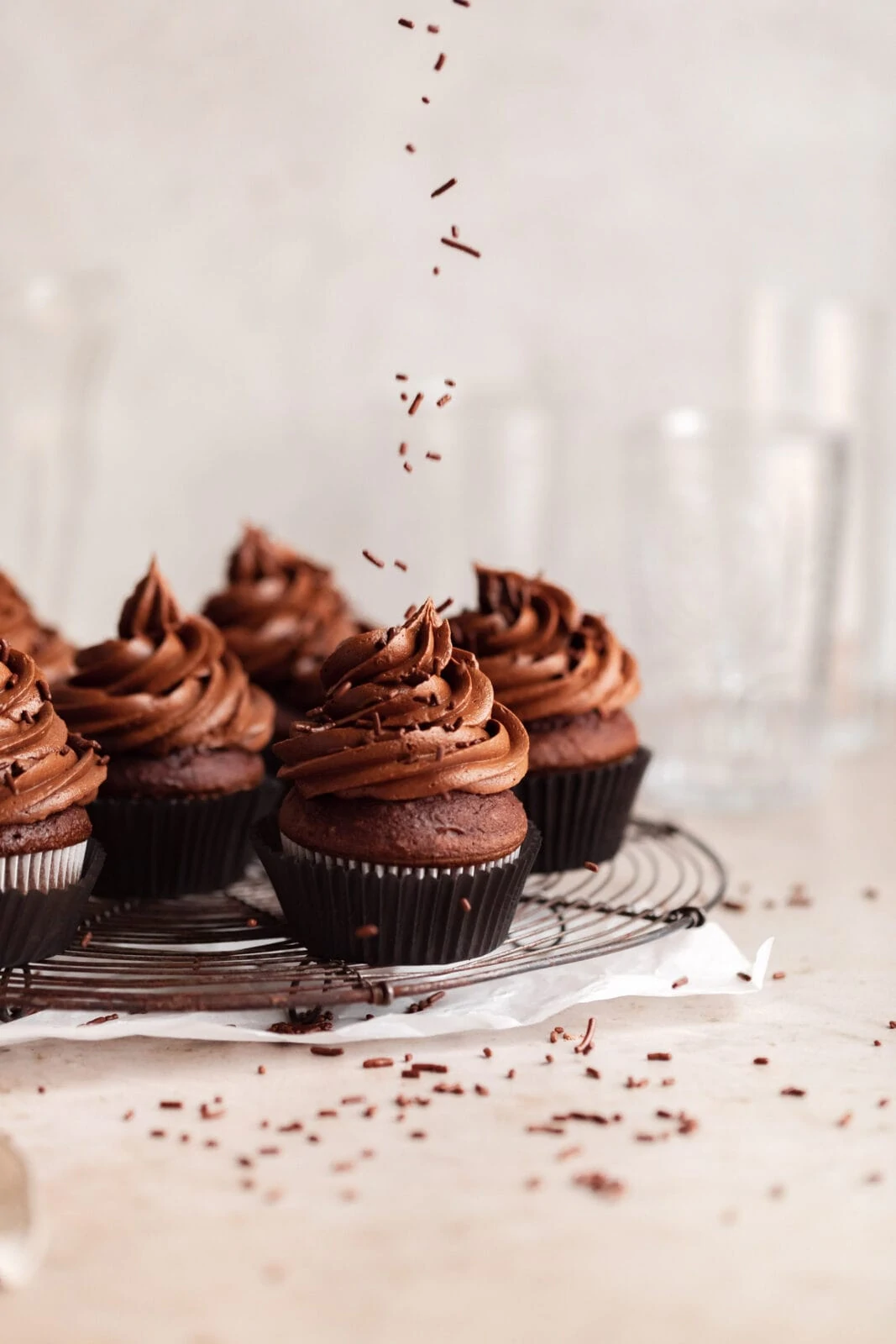 perfect chocolate cupcakes topped with chocolate buttercream