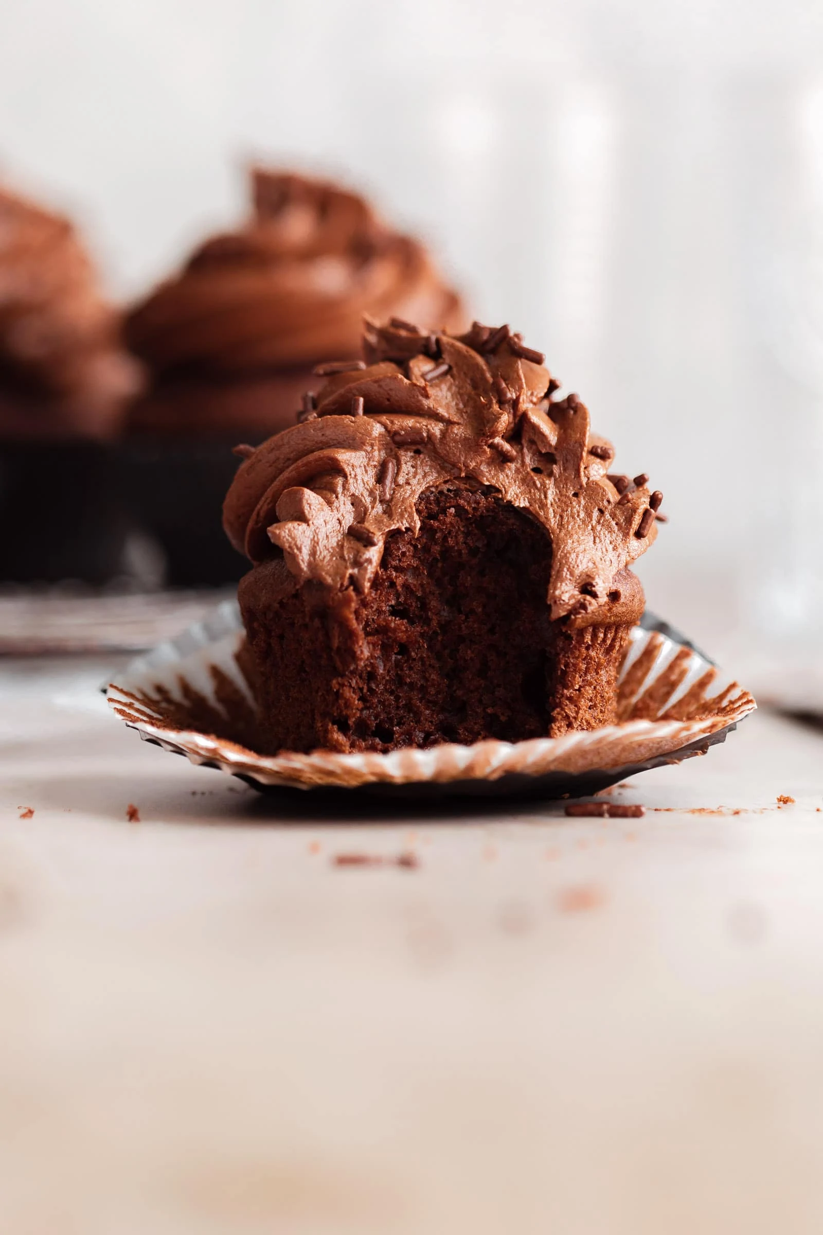 chocolate frosted chocolate cupcake