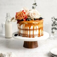 Cardamom Spiced Carrot Cake with Ginger Frosting & Caramel Drizzle