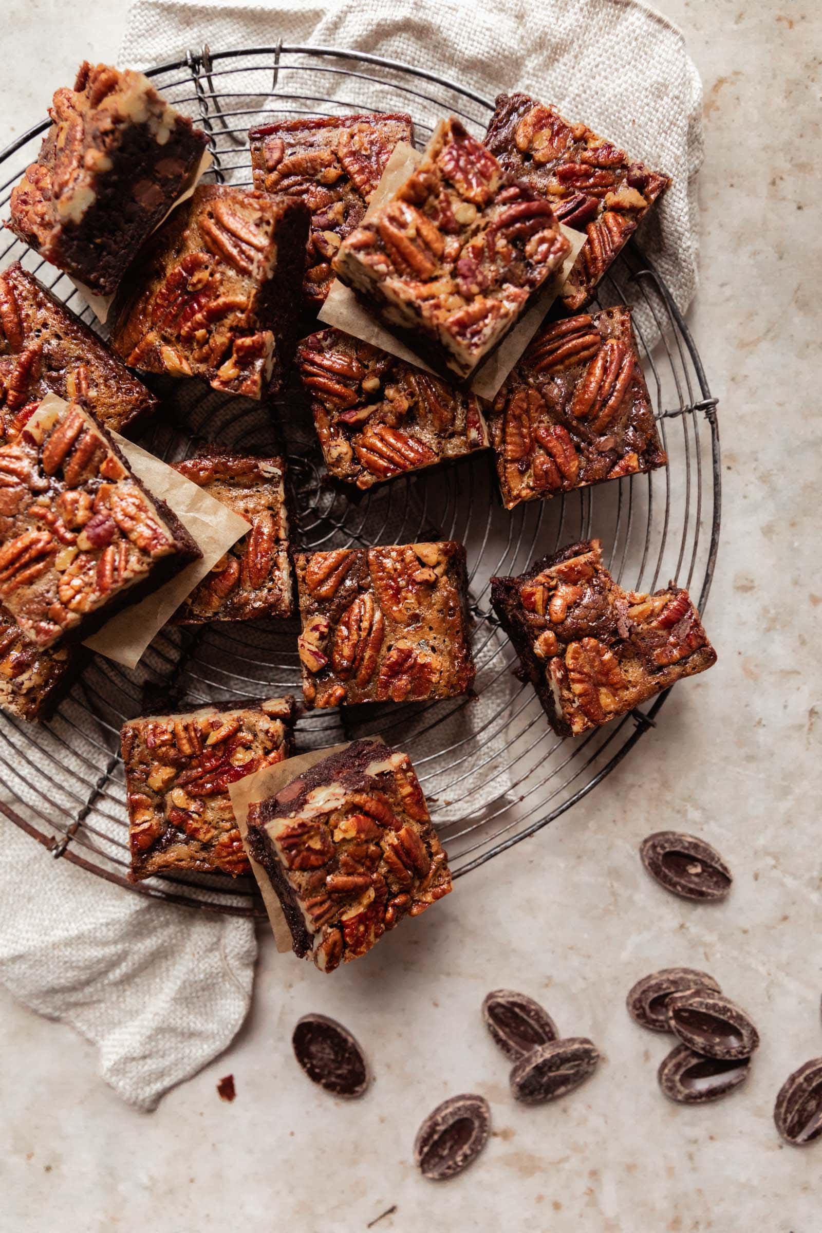 pecan pie brownies cut into squares