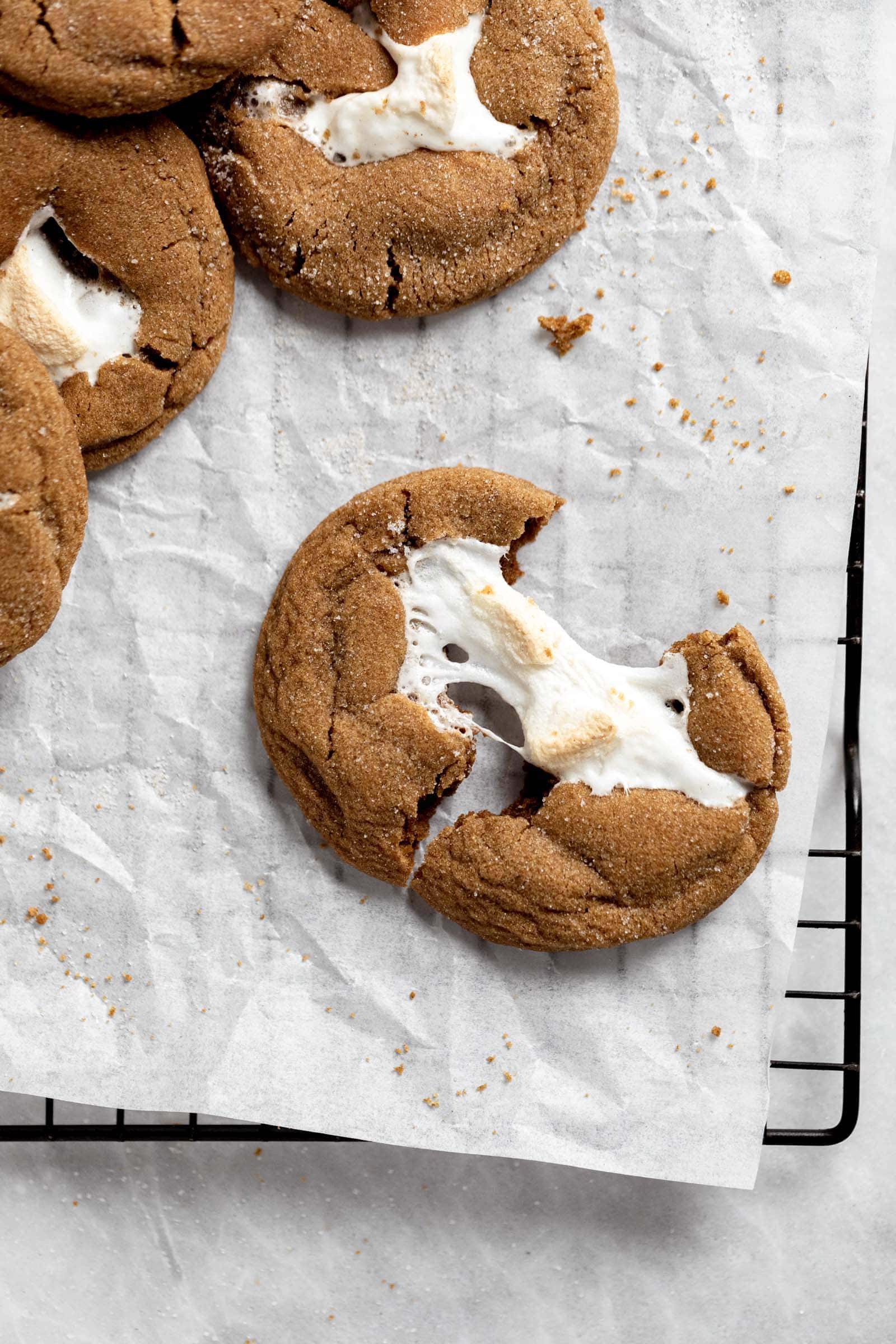 soft molasses cookies with marshmallow center
