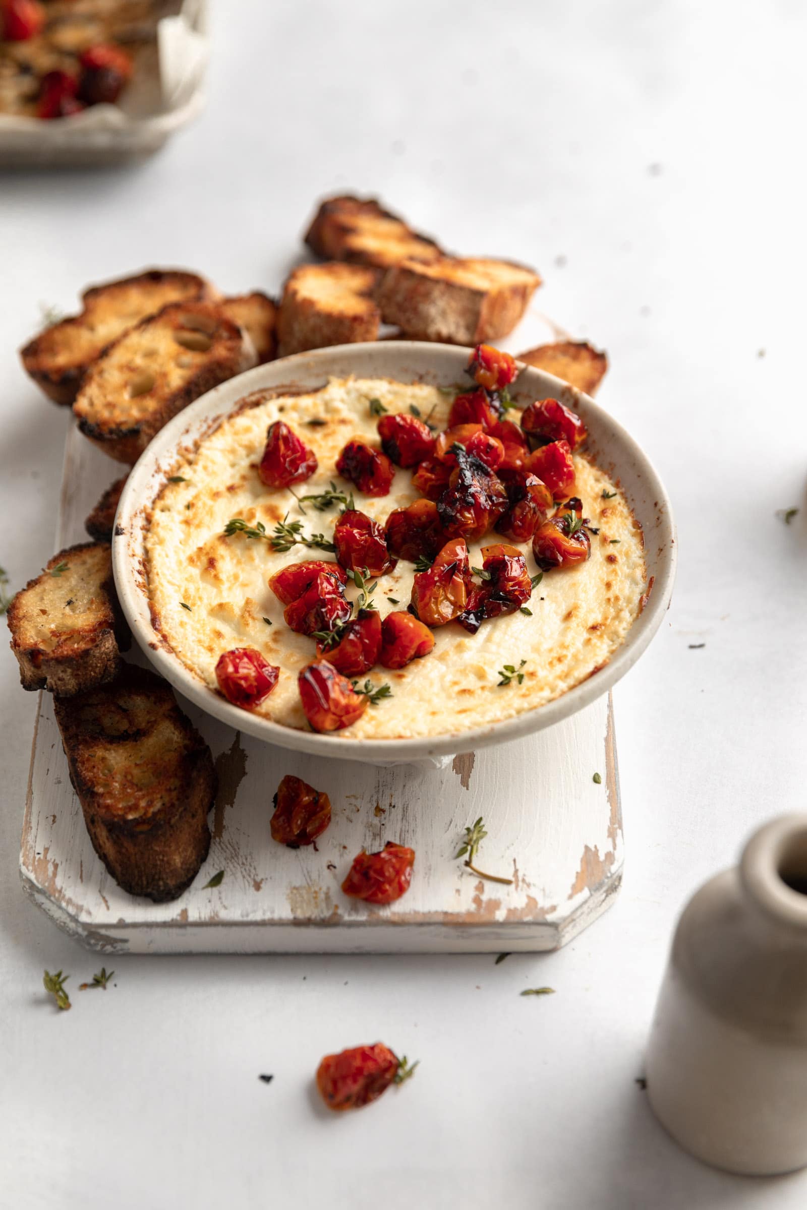 warm goat cheese dip with blistered tomatoes