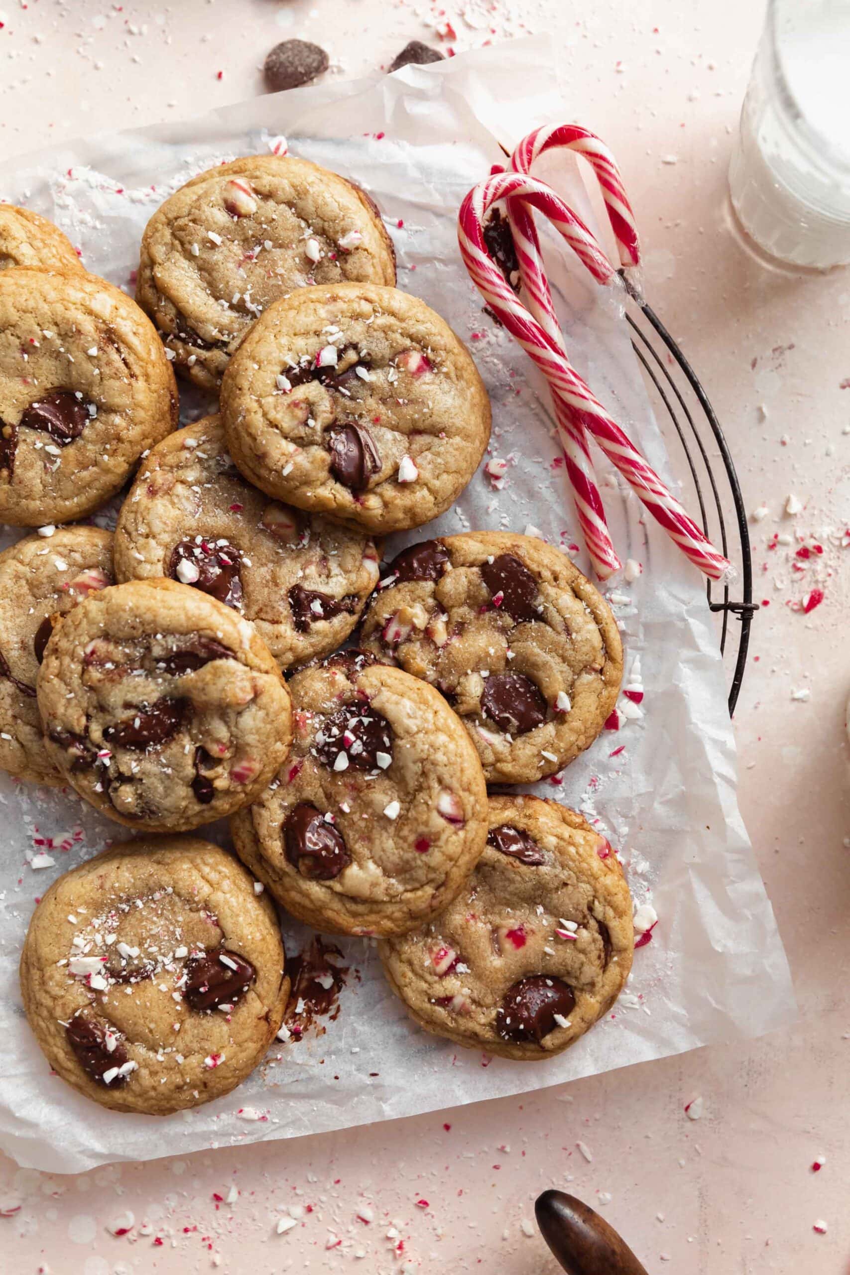 candy cane chocolate chip cookies