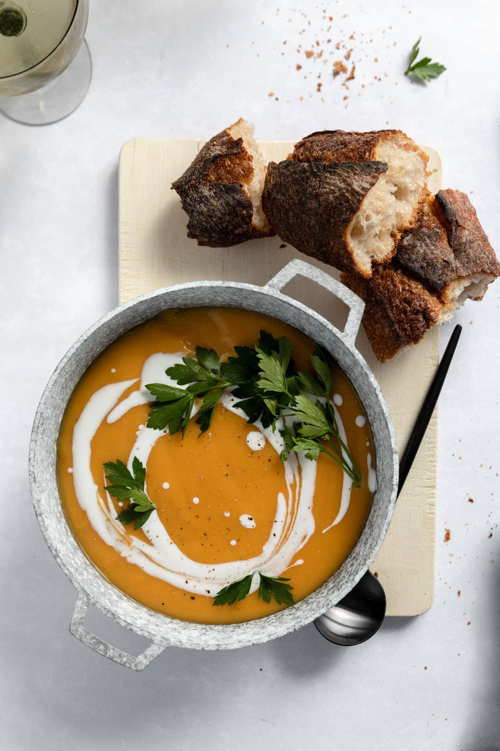 butternut squash soup with bread
