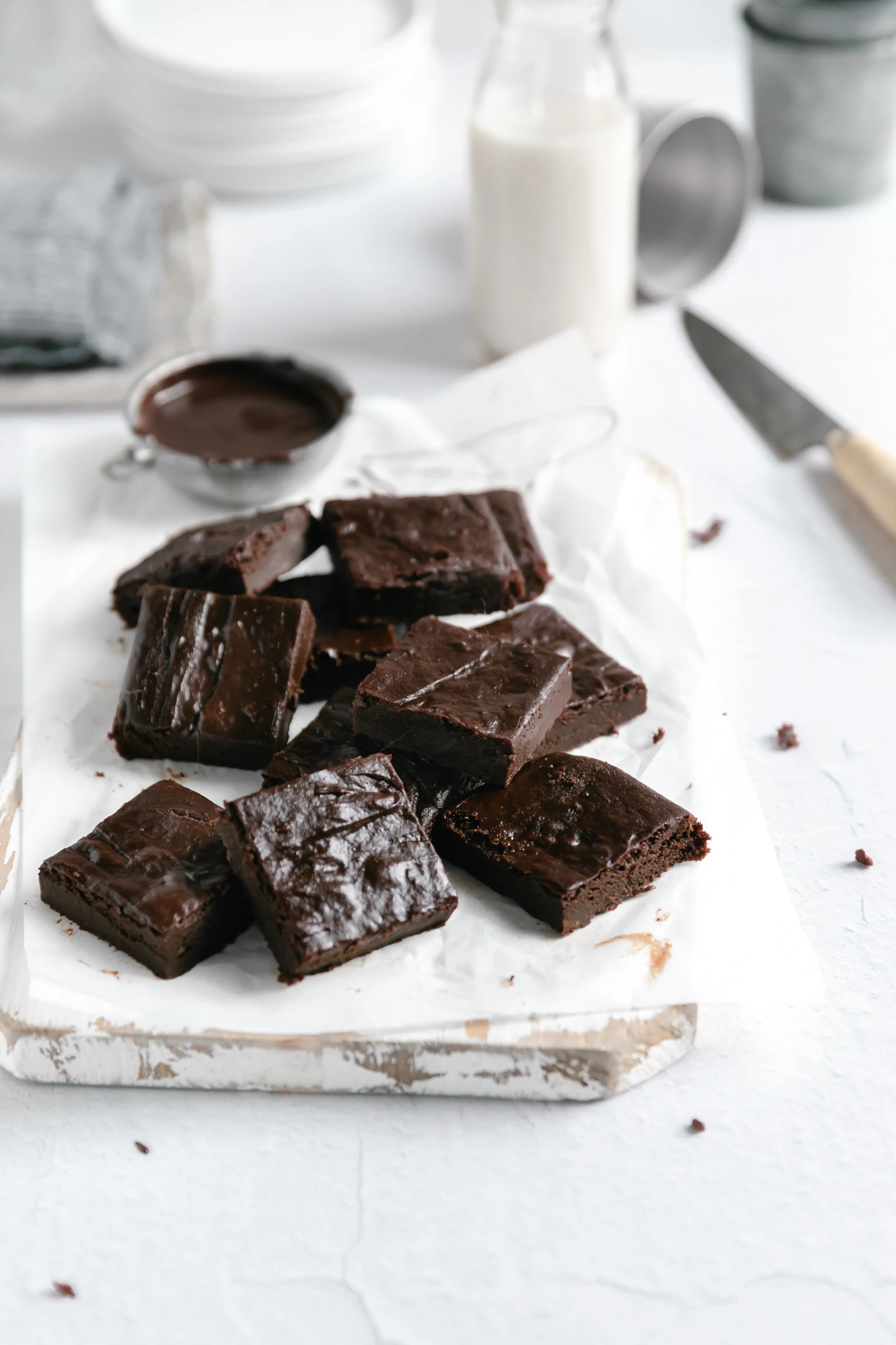 fudgy healthy brownies on parchment paper