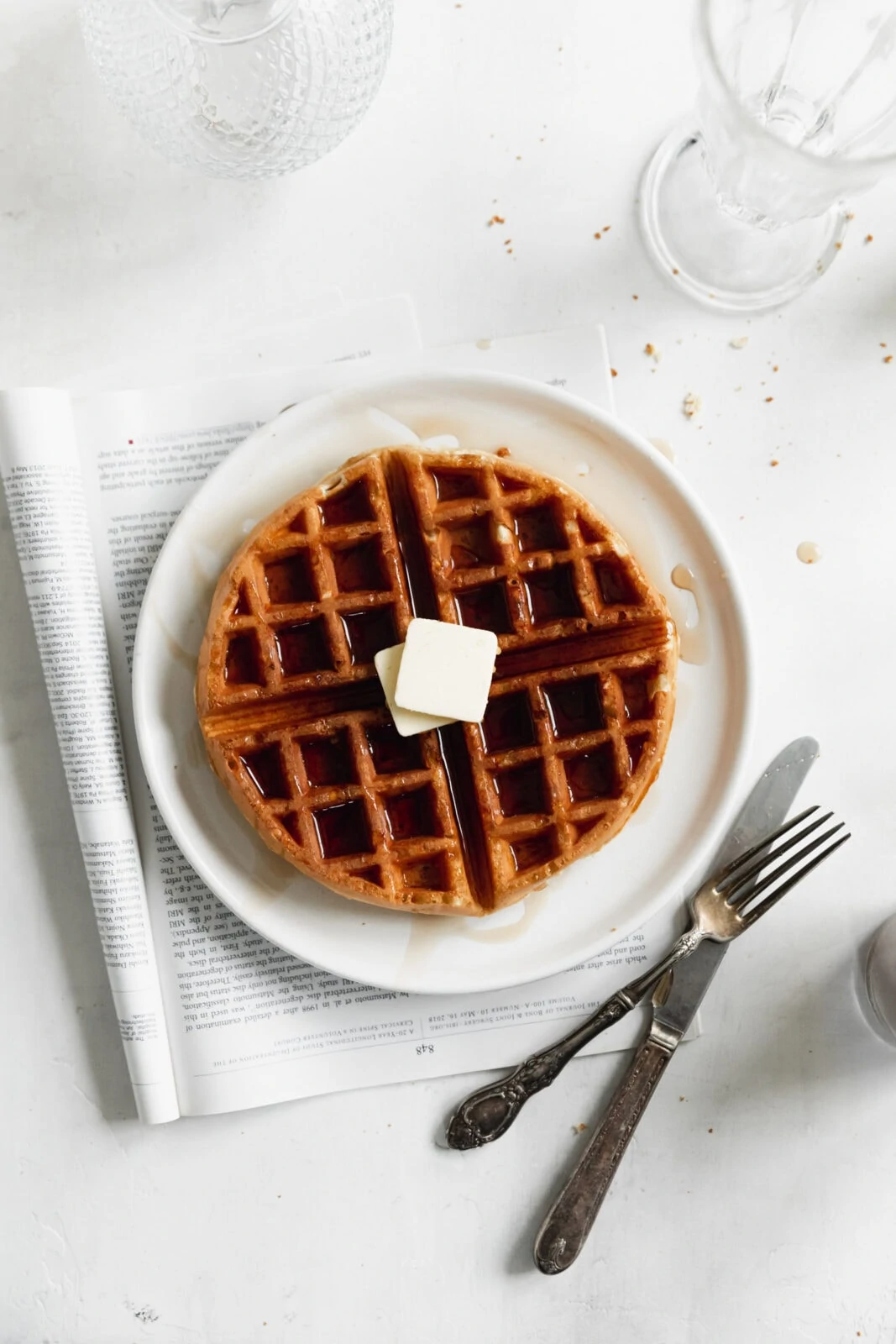 belgian waffle with butter
