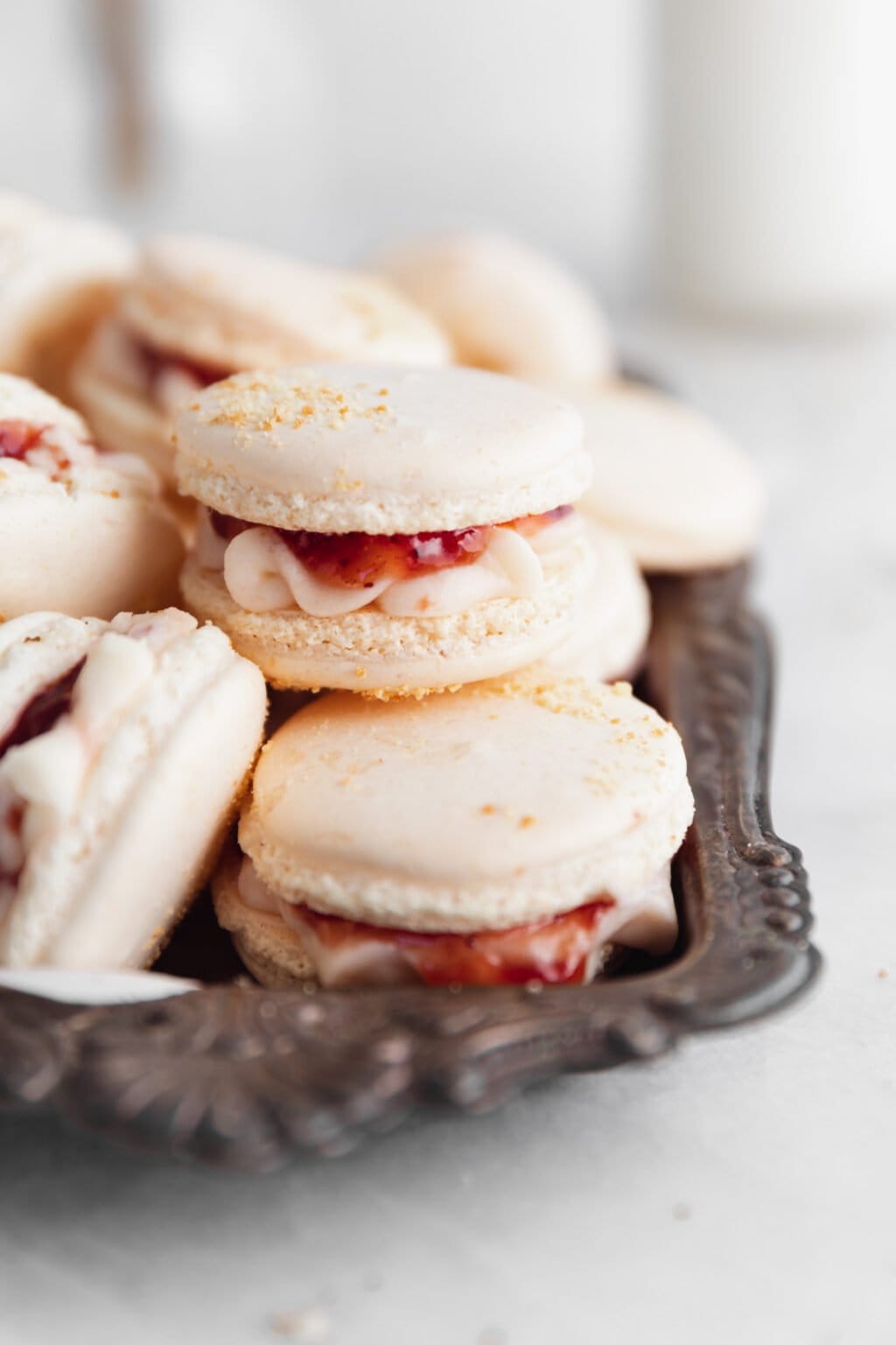 Strawberry Shortcake Macarons - the perfect spring macarons - Broma Bakery