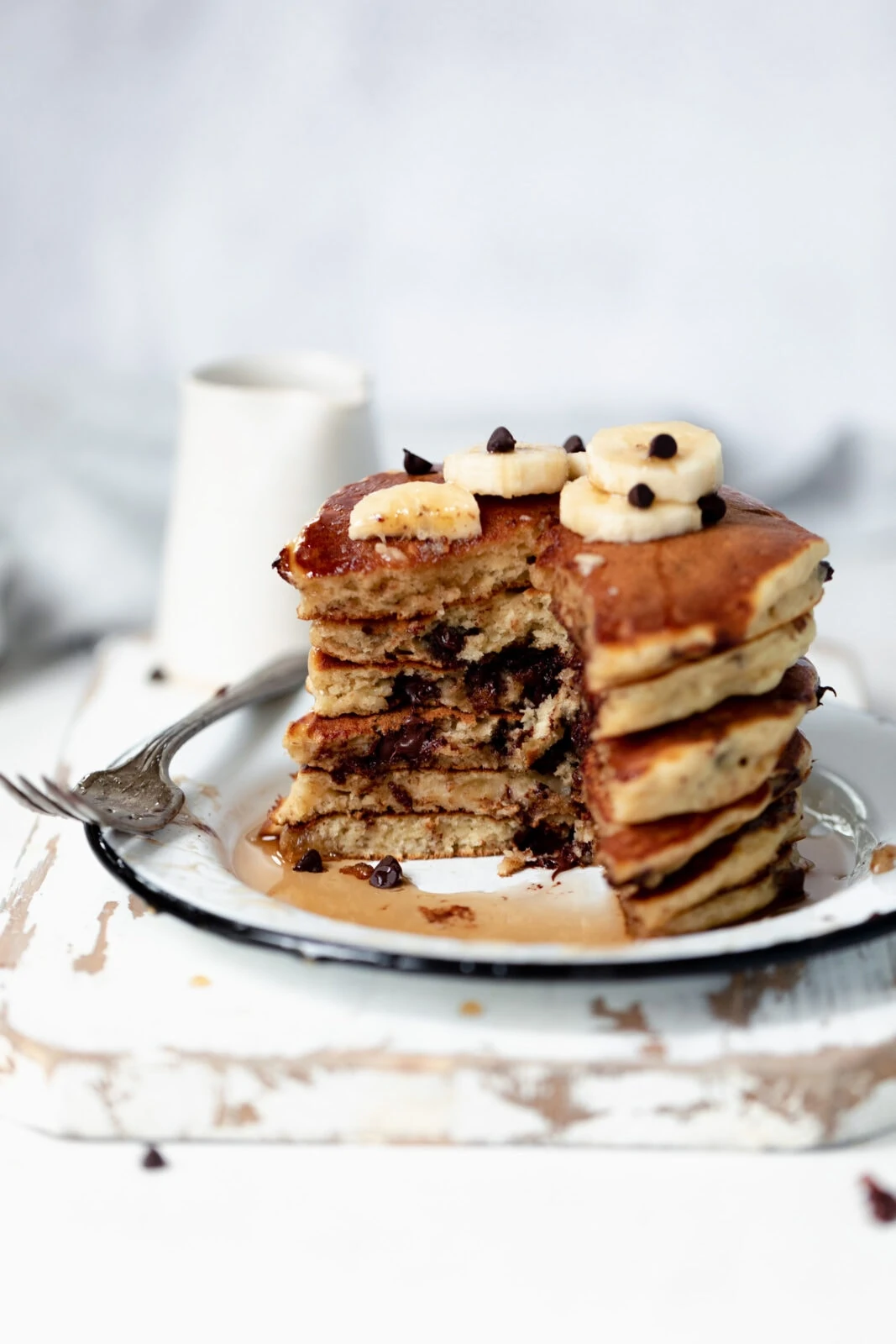 banana pancakes in a stack