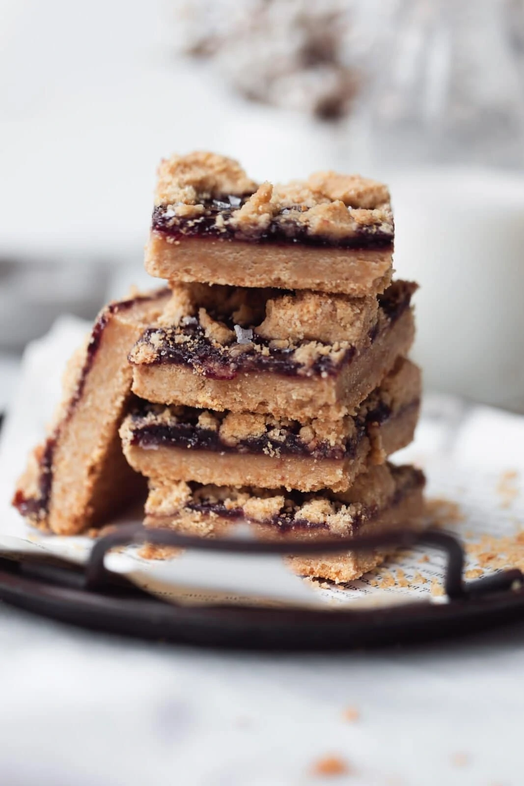 stack of peanut butter jelly bars