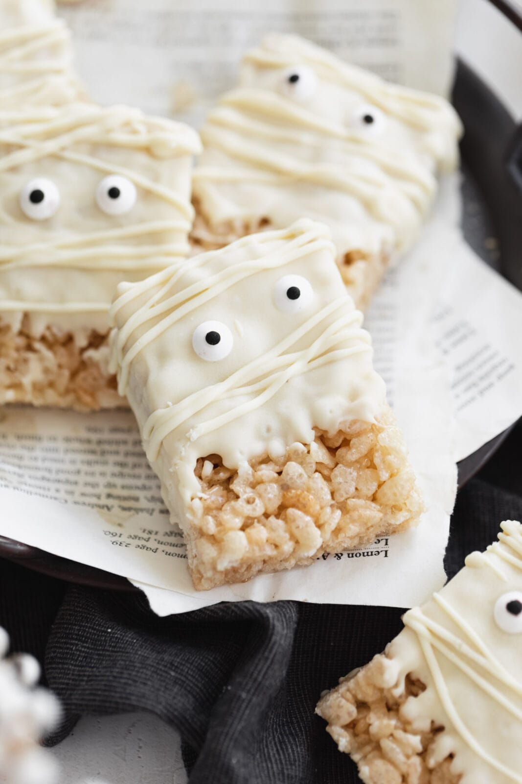 mummy rice kirspie treats with googly eyes