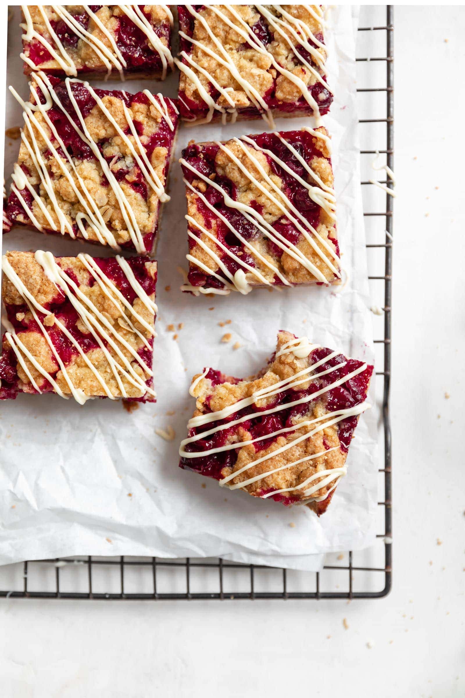 White Chocolate Cranberry Crumb Bars - Broma Bakery