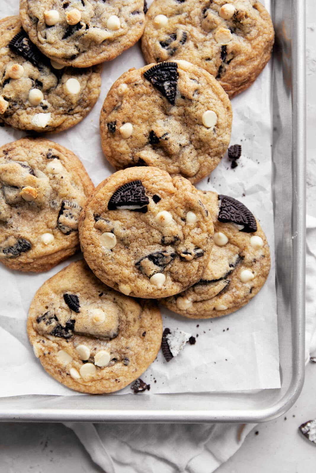 loaded oreo chocolate chip cookies with oreos and white chocolate