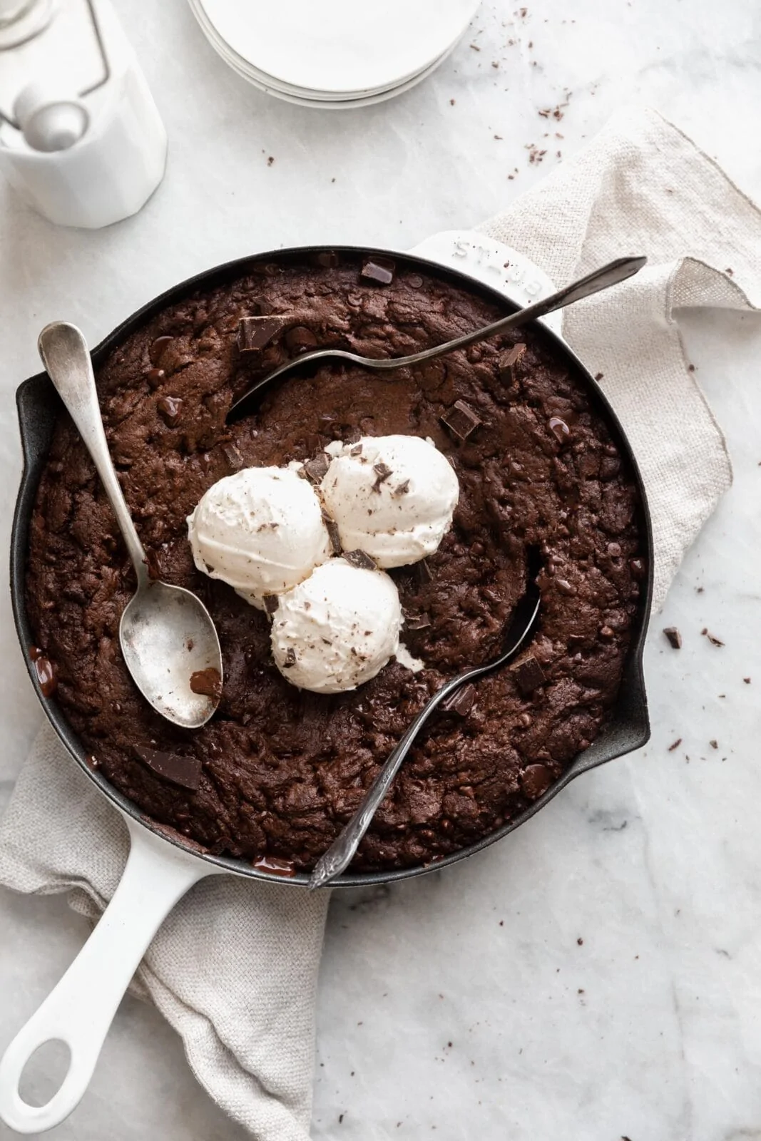 double chocolate skillet cookie