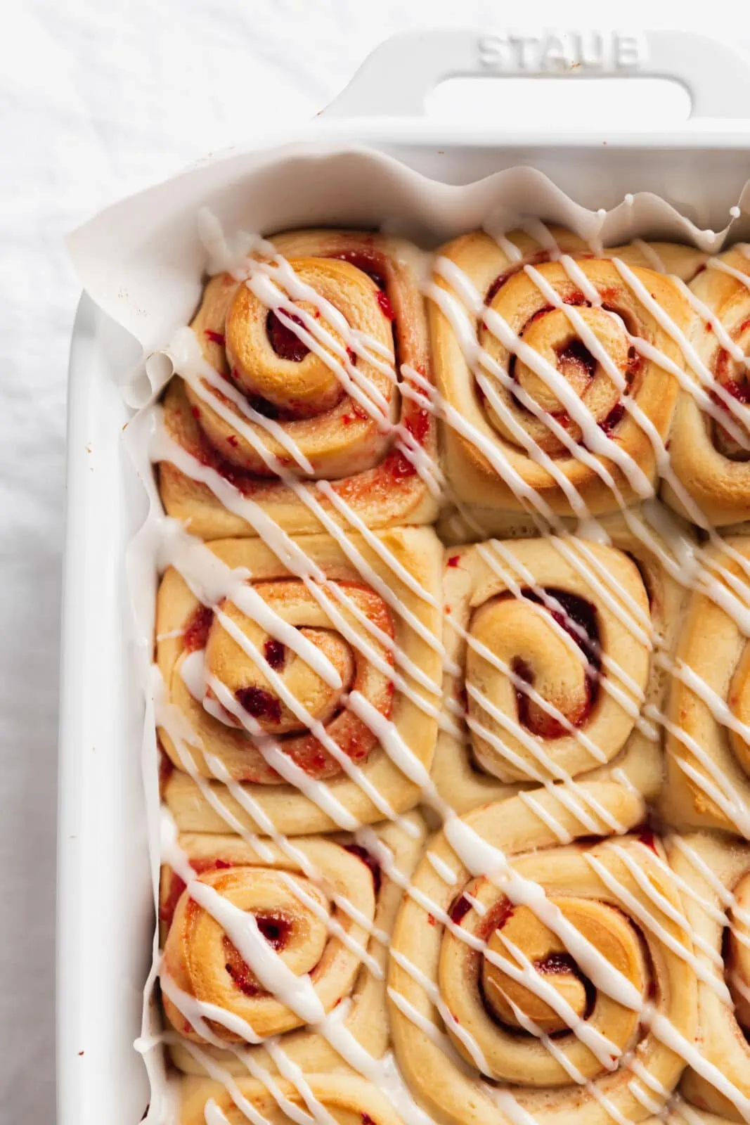 strawberry sweet rolls with icing