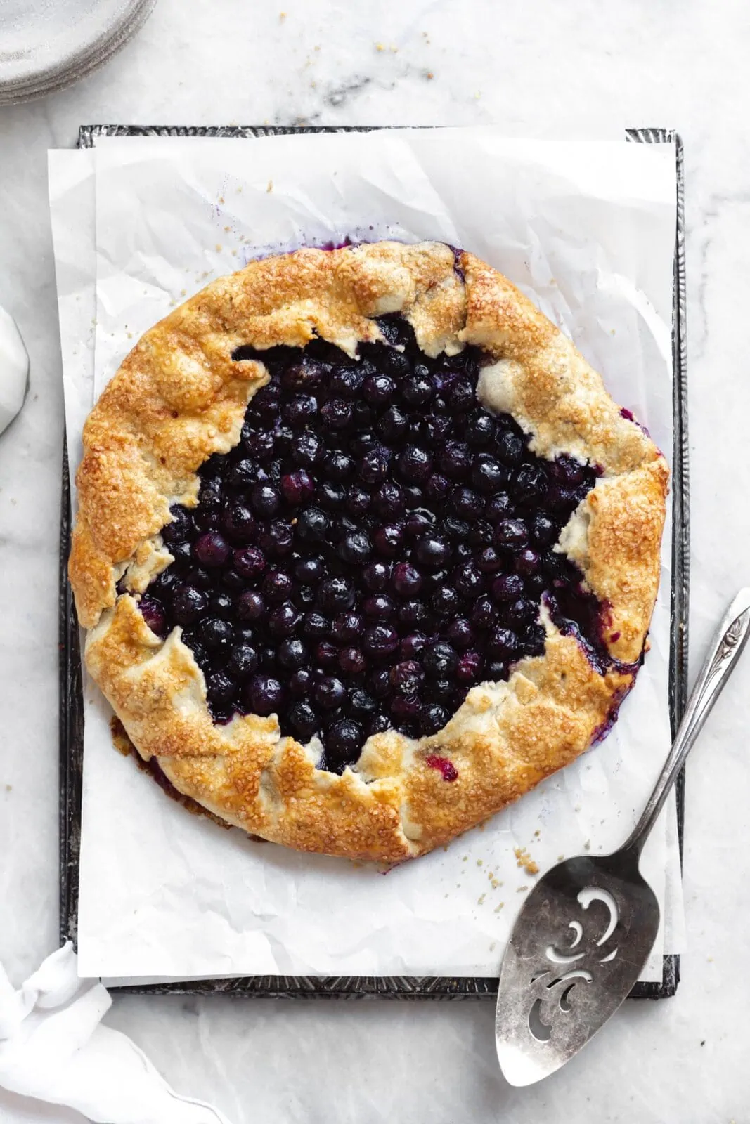 blueberry galette with golden brown crust