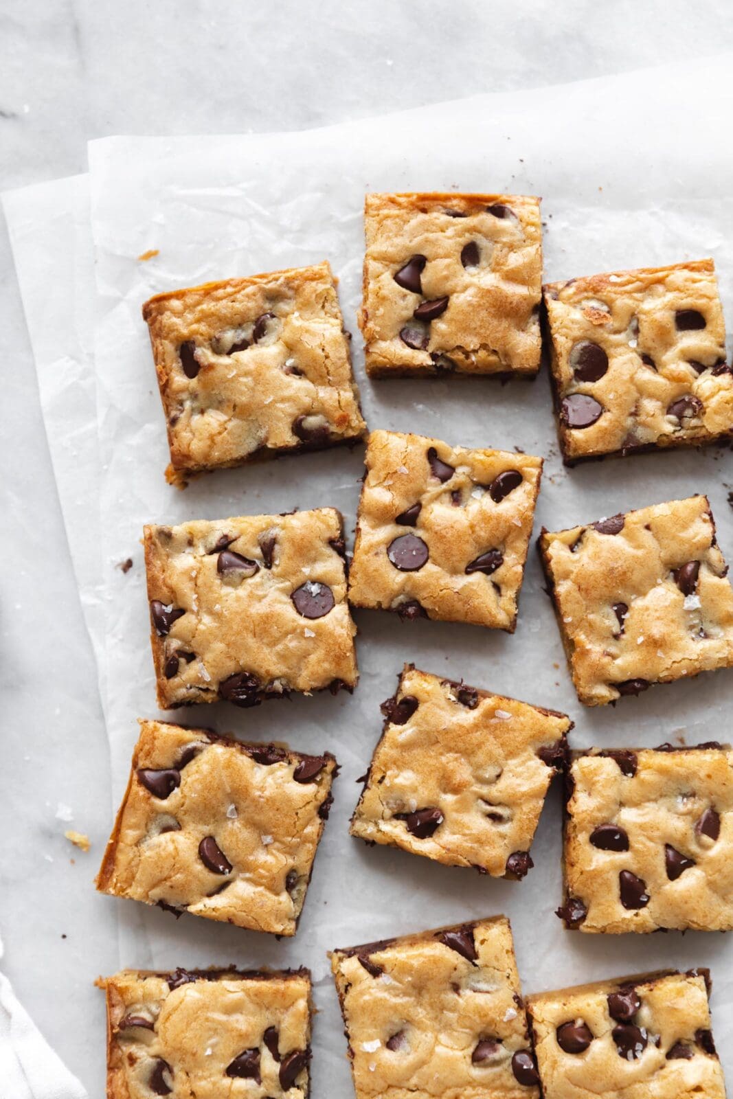 soft and chewy blondies with chocolate chips