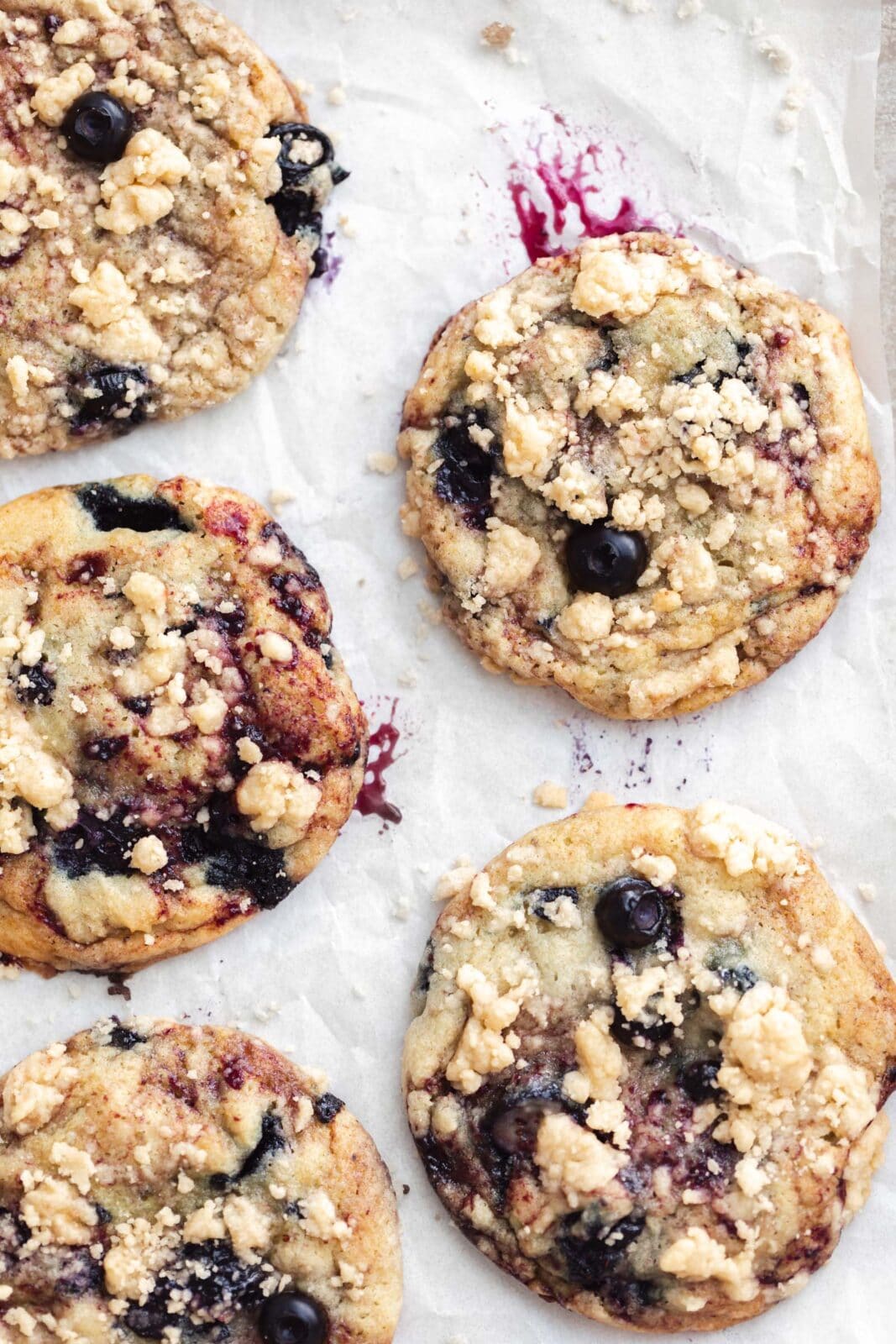 blueberry muffin cookies on parchment paper