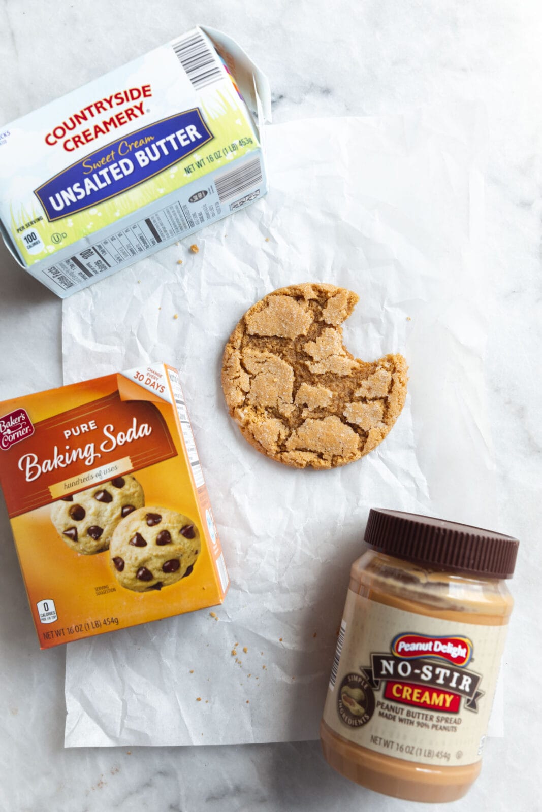 single serve peanut butter cookie with ingredients