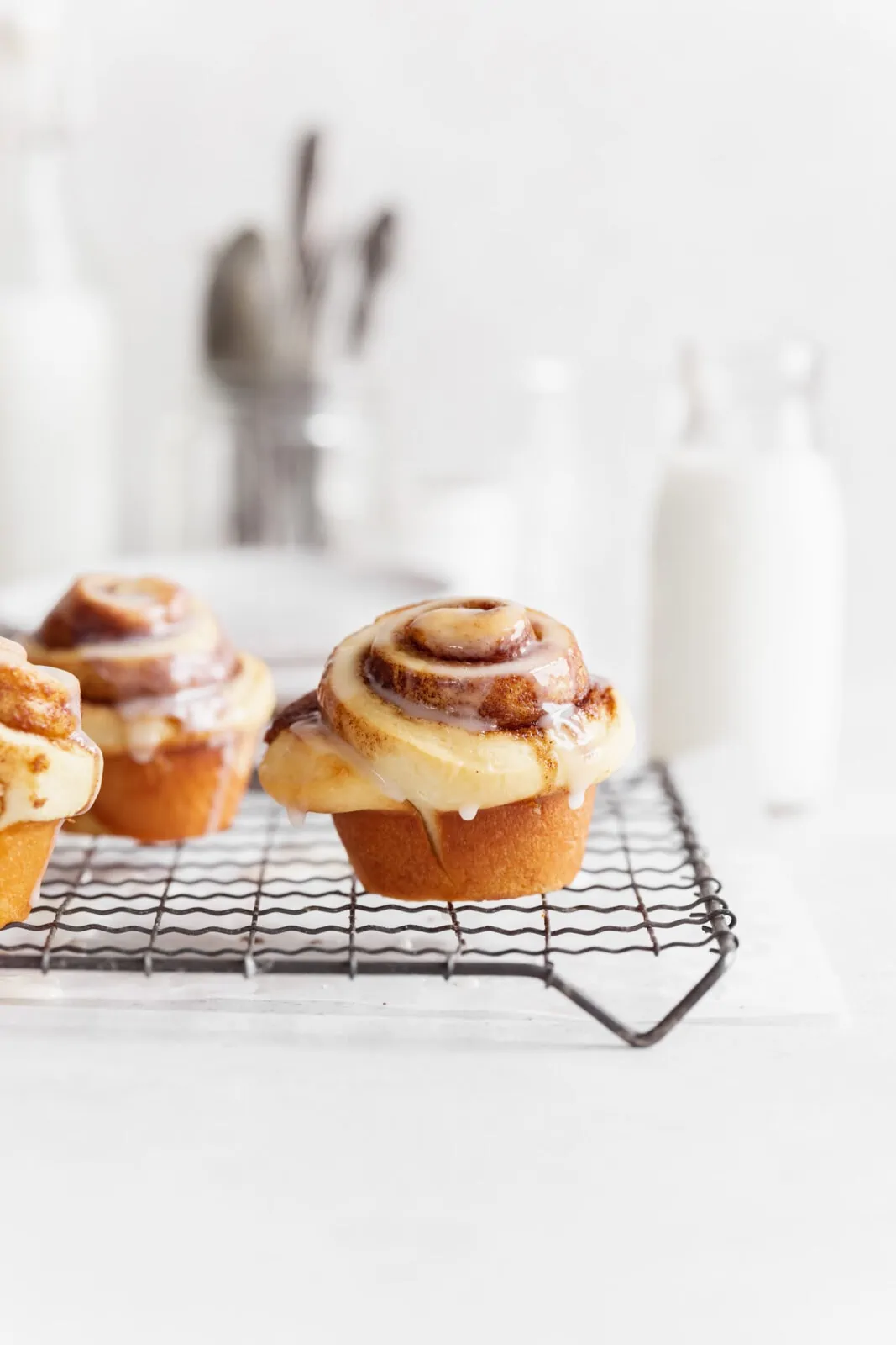 cinnamon roll muffins baked in muffin tin