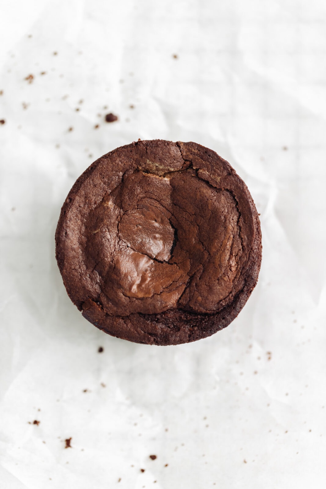 single serve brownie bite with a crackly top
