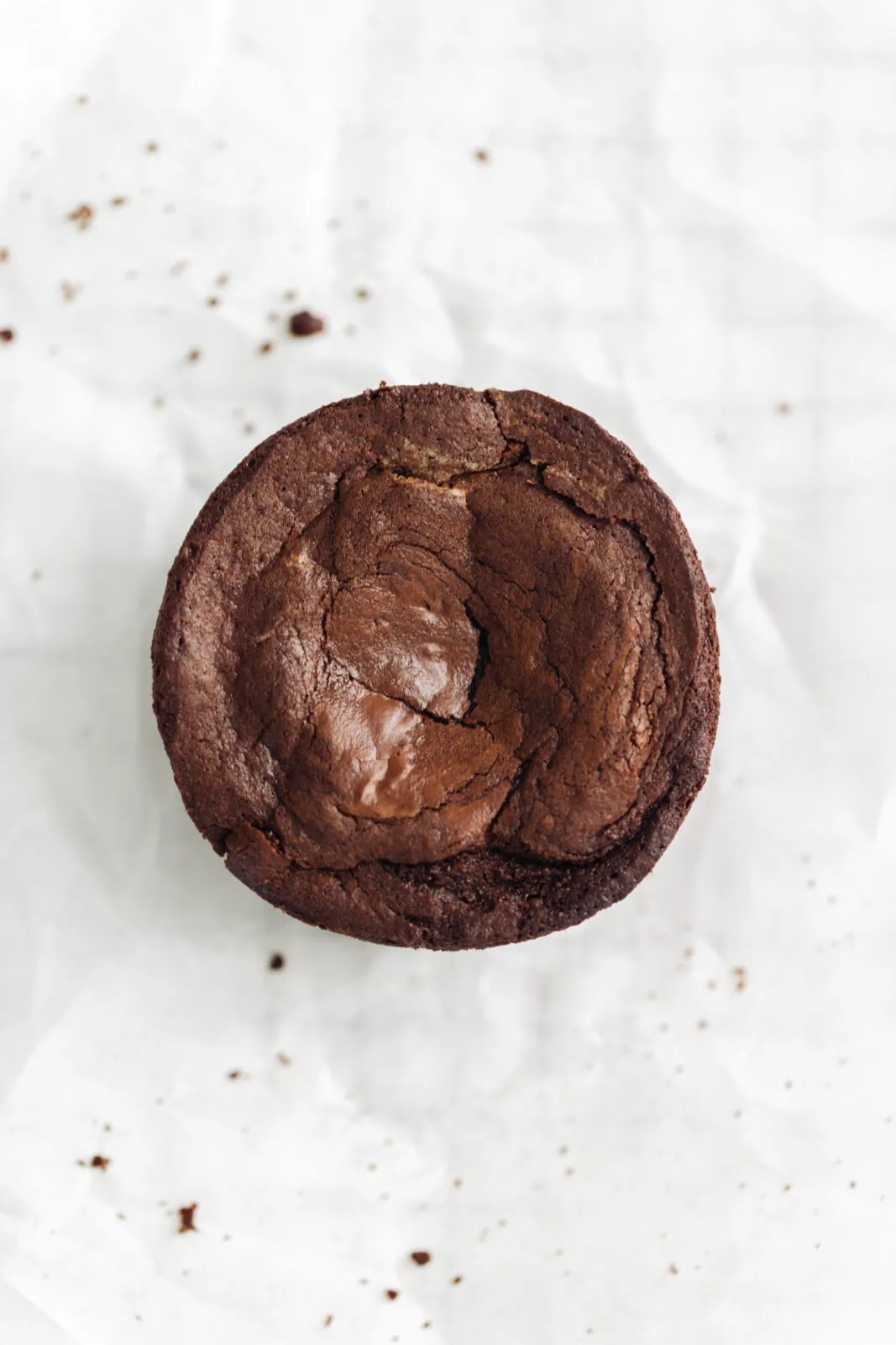 single serve brownie bite with a crackly top