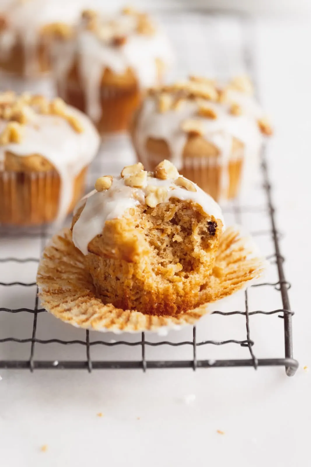 carrot cake muffin with a bite