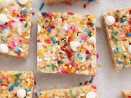 White Chocolate Rice Krispies Treats with M&Ms Recipe - Something