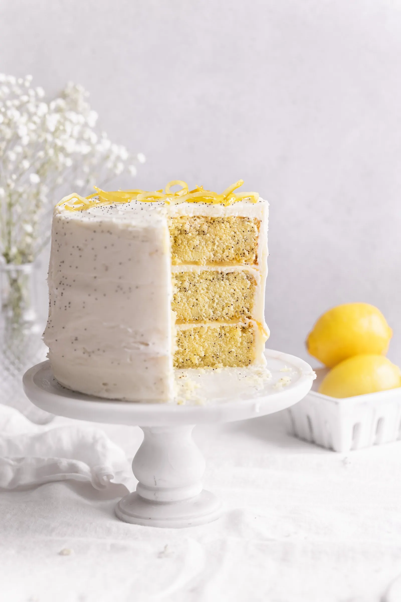 Lemon Sponge Cake with Vanilla Frosting Recipe