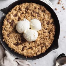Toffee Oatmeal Chocolate Chunk Cookie Skillet