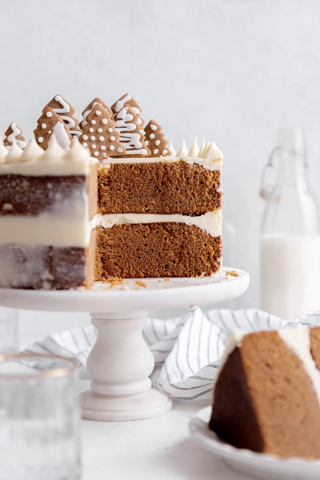 gingerbread cake on a cake stand