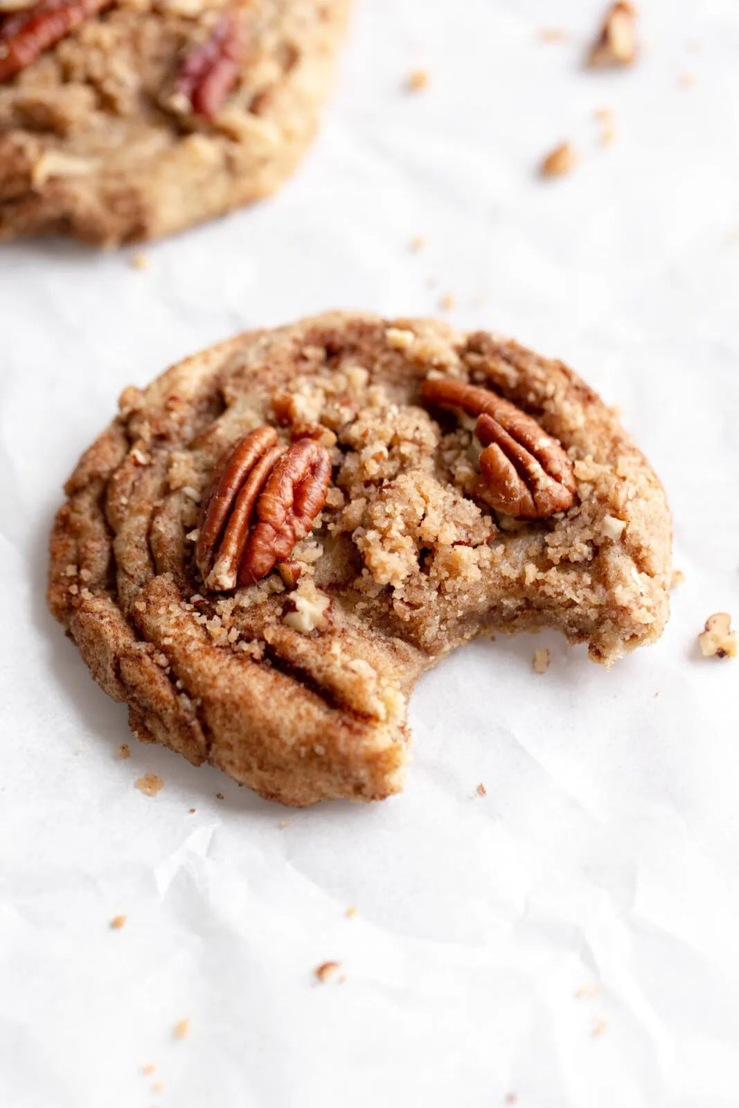 maple pecan crumble cookies with cinnamon streusel topping